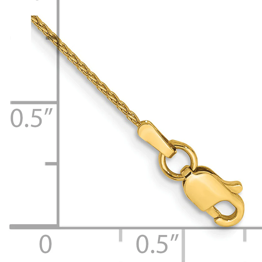 Tobillera 14K de Oro Amarillo 10 Pulgadas 1mm Parisian Wheat con Cierre de Langosta - Image 2