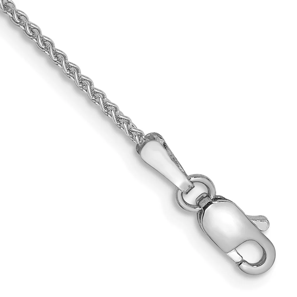 Tobillera 14K de Oro Blanco 9 Pulgadas 1.25mm Spiga con Cierre de Langosta