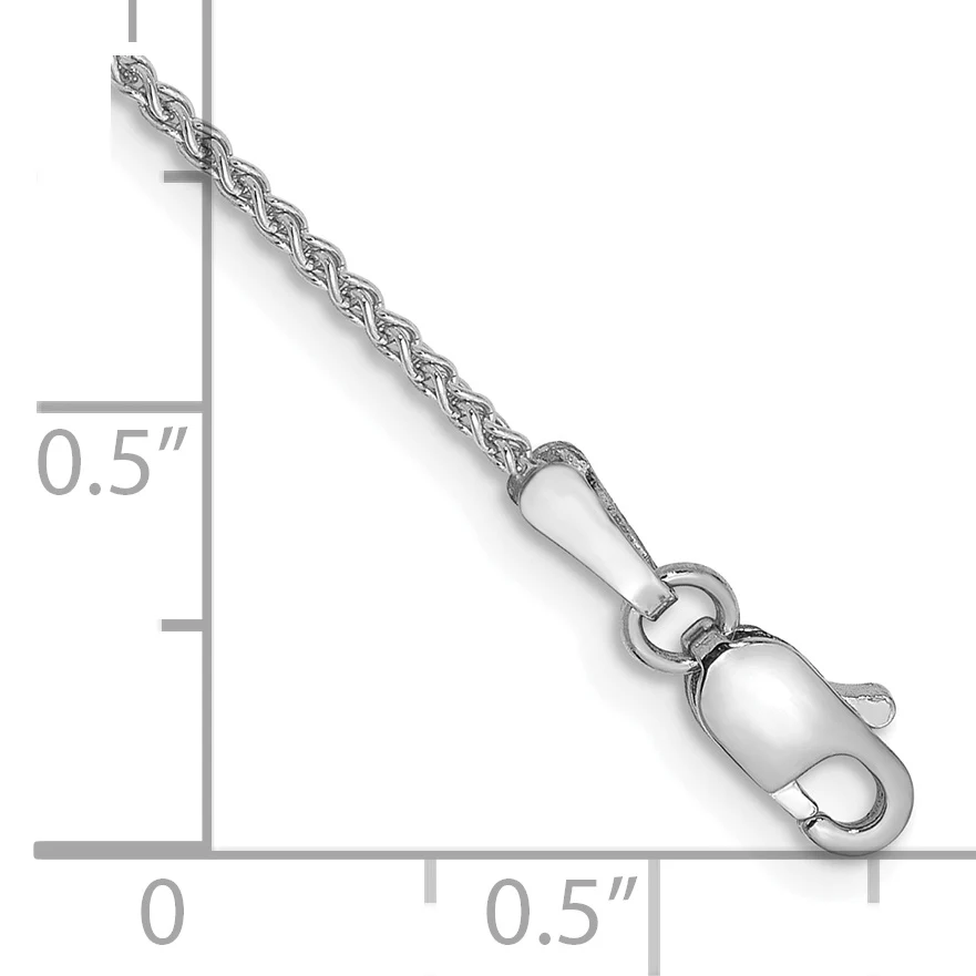 Tobillera 14K de Oro Blanco 9 Pulgadas 1.25mm Spiga con Cierre de Langosta - Image 2