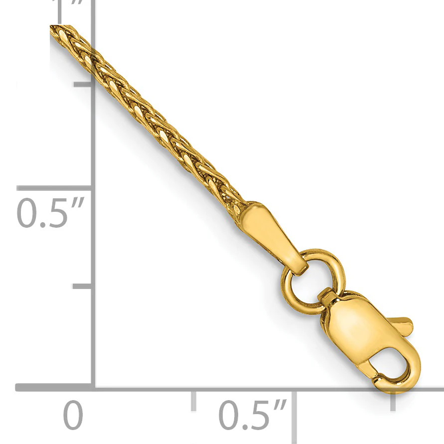 Tobillera 14K de Oro Amarillo 9 Pulgadas 1.5mm Spiga con Corte de Diamante y Cierre de Langosta - Image 2