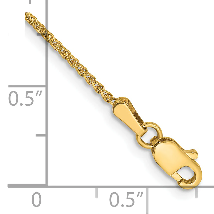 Tobillera 14K de Oro Amarillo 9 Pulgadas 1.25mm Spiga con Corte de Diamante y Cierre de Langosta - Image 2