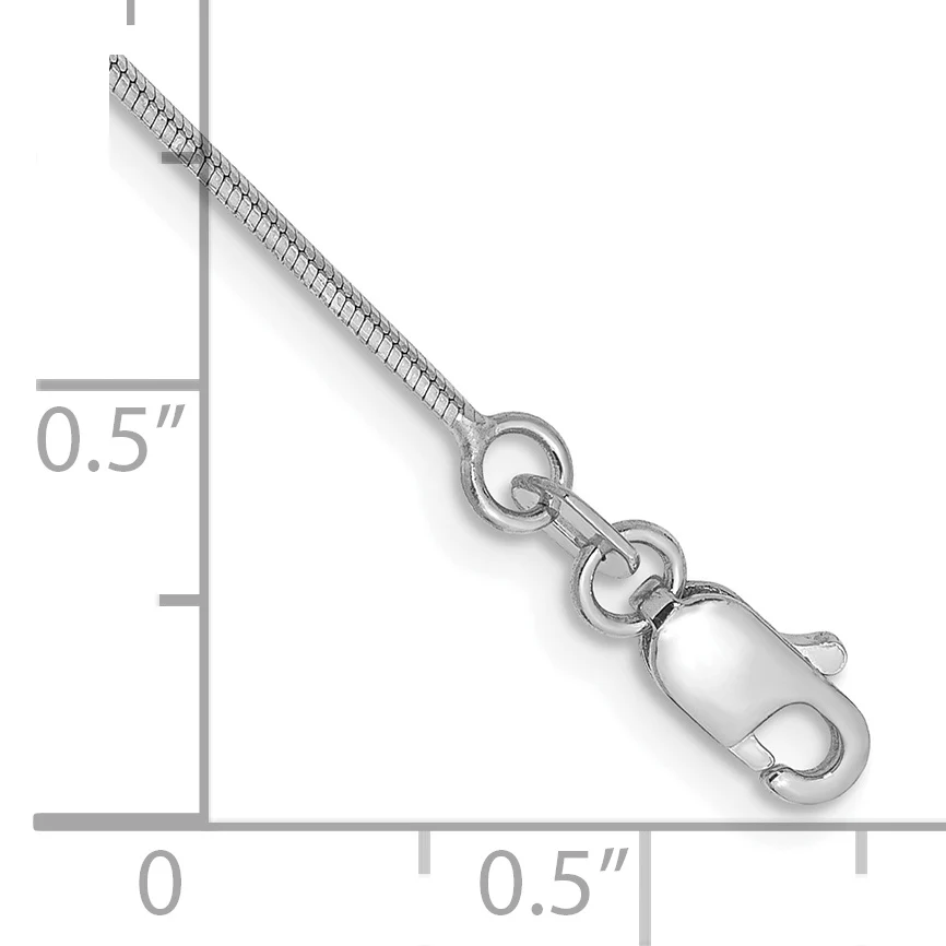 Tobillera de Oro Blanco de 14K de 10in y 0.8mm de Estilo Snake Octagonal con Cierre de Langosta - Image 2