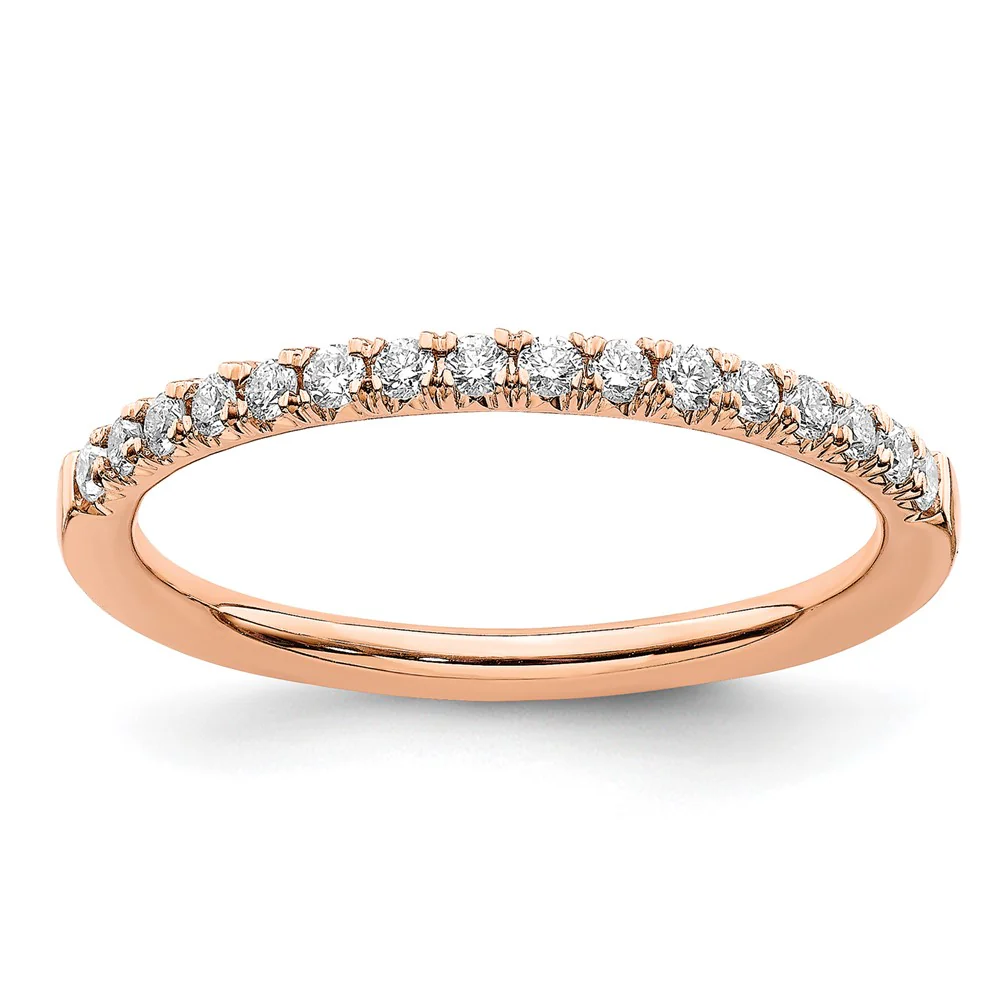 Alianza de Boda Completa en Oro Rosa de 14k con Diamantes Cultivados en Laboratorio de 1/4 Quilate (Calidad VS/SI+, Color G+)