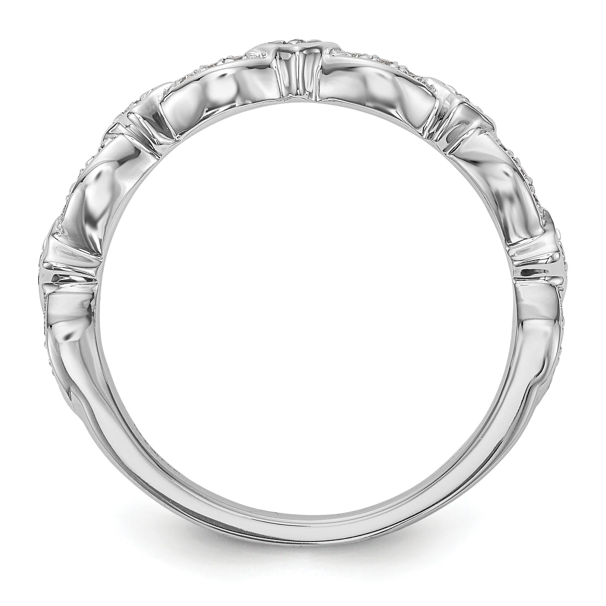 Anillo de Boda Completo en Oro Blanco de 14k con Diamantes Naturales de 1/15 Quilates - Image 2