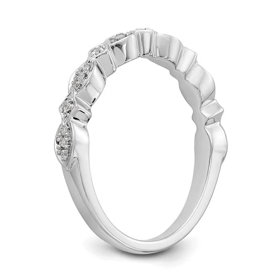 Anillo de Boda Completo en Oro Blanco de 14k con Diamantes Naturales de 1/15 Quilates - Image 4