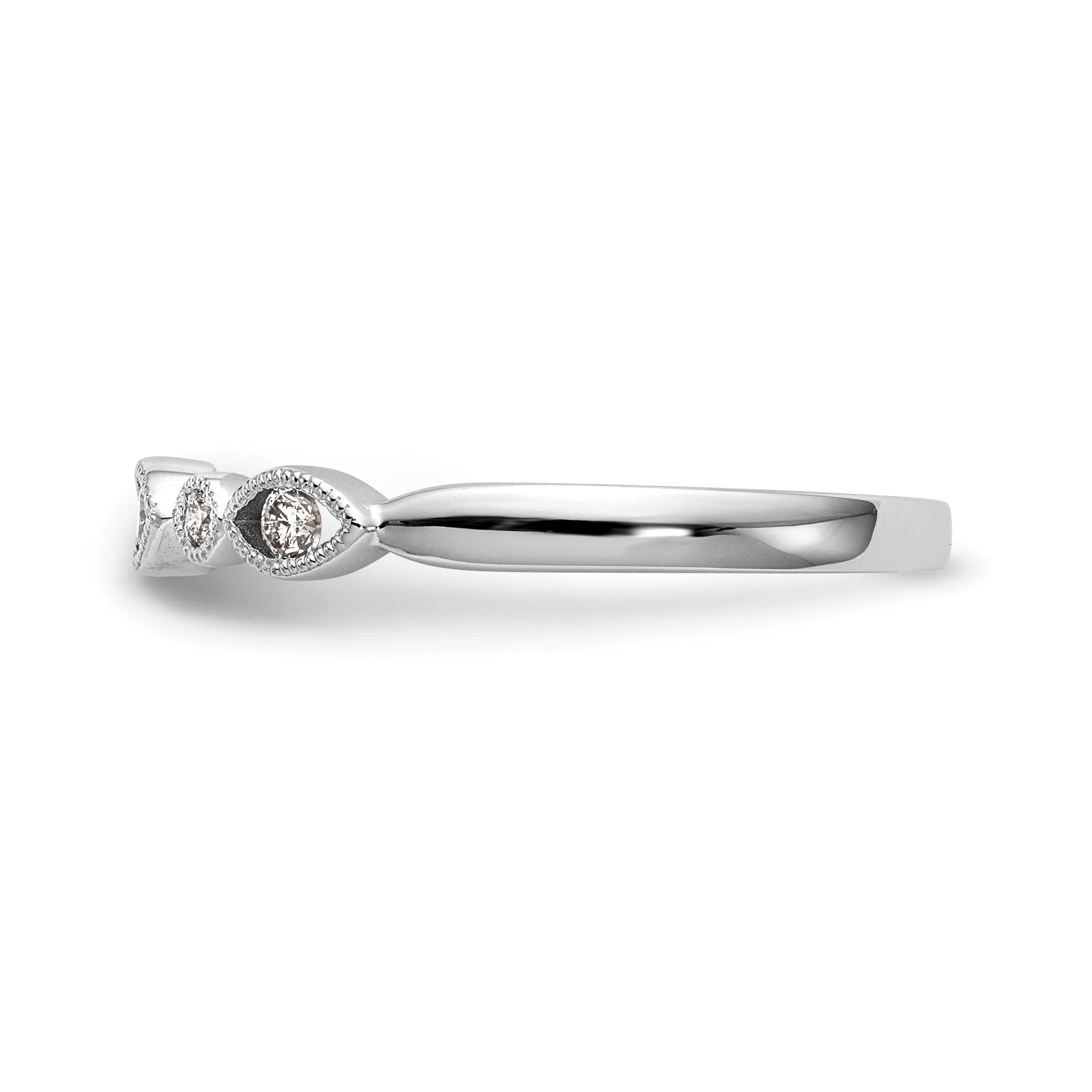 Anillo de Boda Completo con Diseño Torcido en Oro Blanco de 14K y Diamantes Naturales de 1/8 Quilates - Image 2