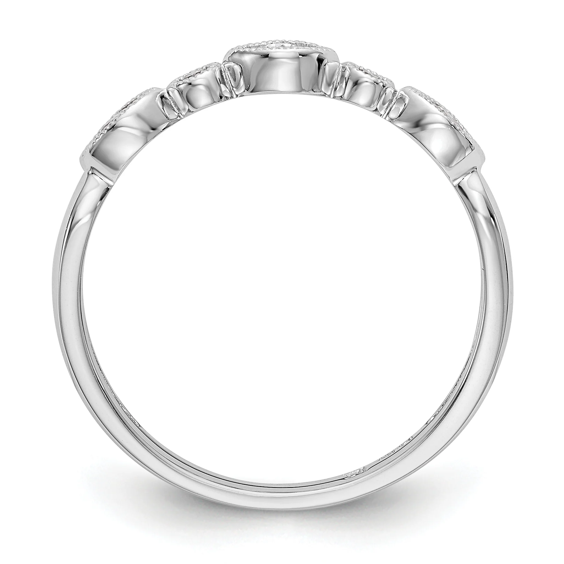 Anillo de Boda Completo con Diseño Torcido en Oro Blanco de 14K y Diamantes Naturales de 1/8 Quilates - Image 3