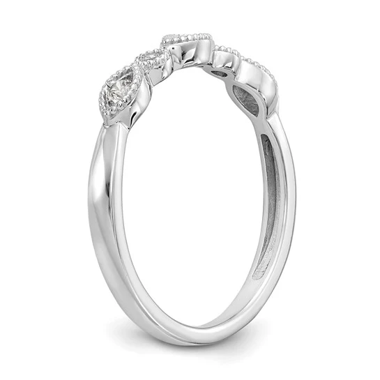 Anillo de Boda Completo con Diseño Torcido en Oro Blanco de 14K y Diamantes Naturales de 1/8 Quilates - Image 5