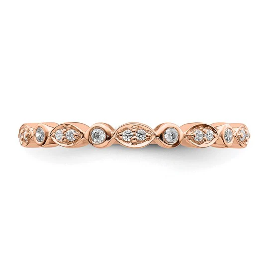 Set de 2 Anillos de Boda Completos Blooming Bridal en Oro Rosa de 14K con Diamantes de 1/5 Quilates - Image 5