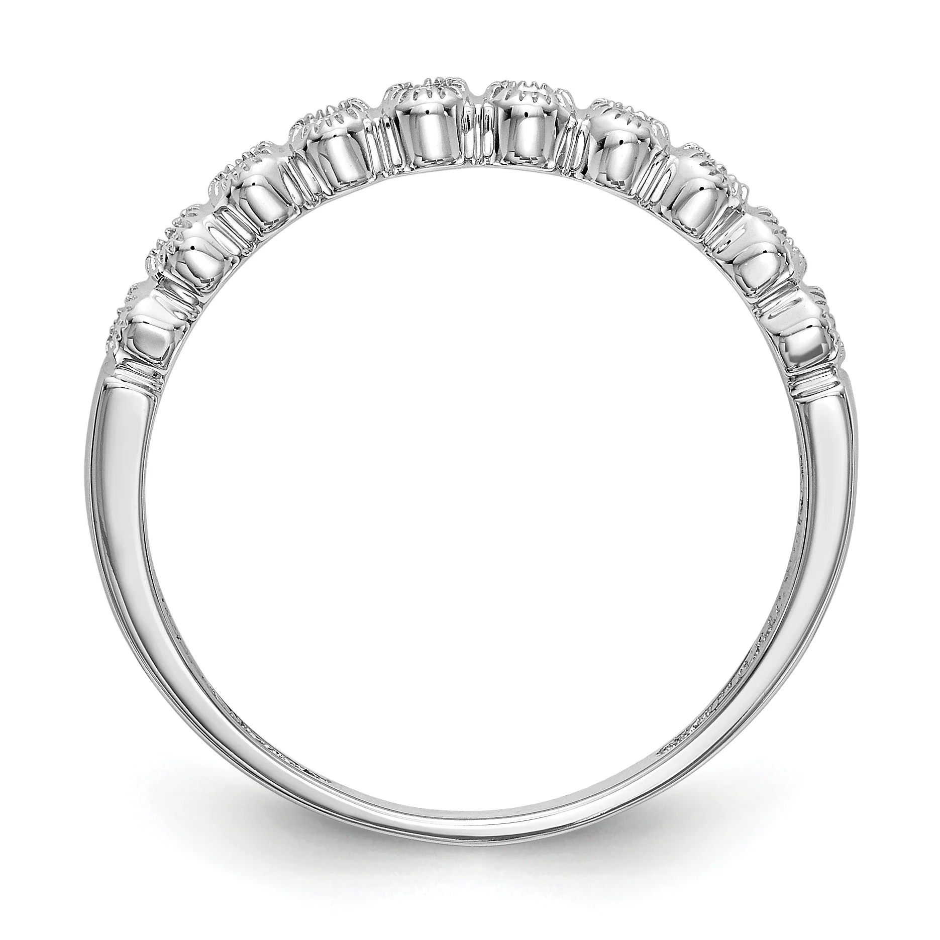 Anillo de Boda Completo con Diamantes de 1/10 Quilate en Oro Blanco de 14K con Engaste Biselado - Image 2