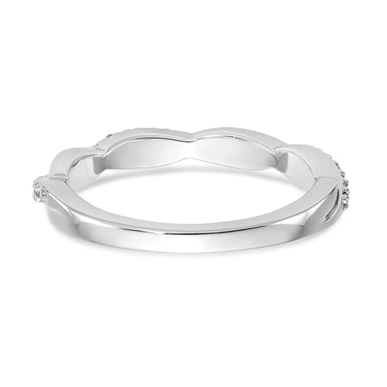 Anillo de Boda en Oro Blanco de 14K con Diseño de Torzal y 1/8 Quilate de Diamantes Completos - Image 5