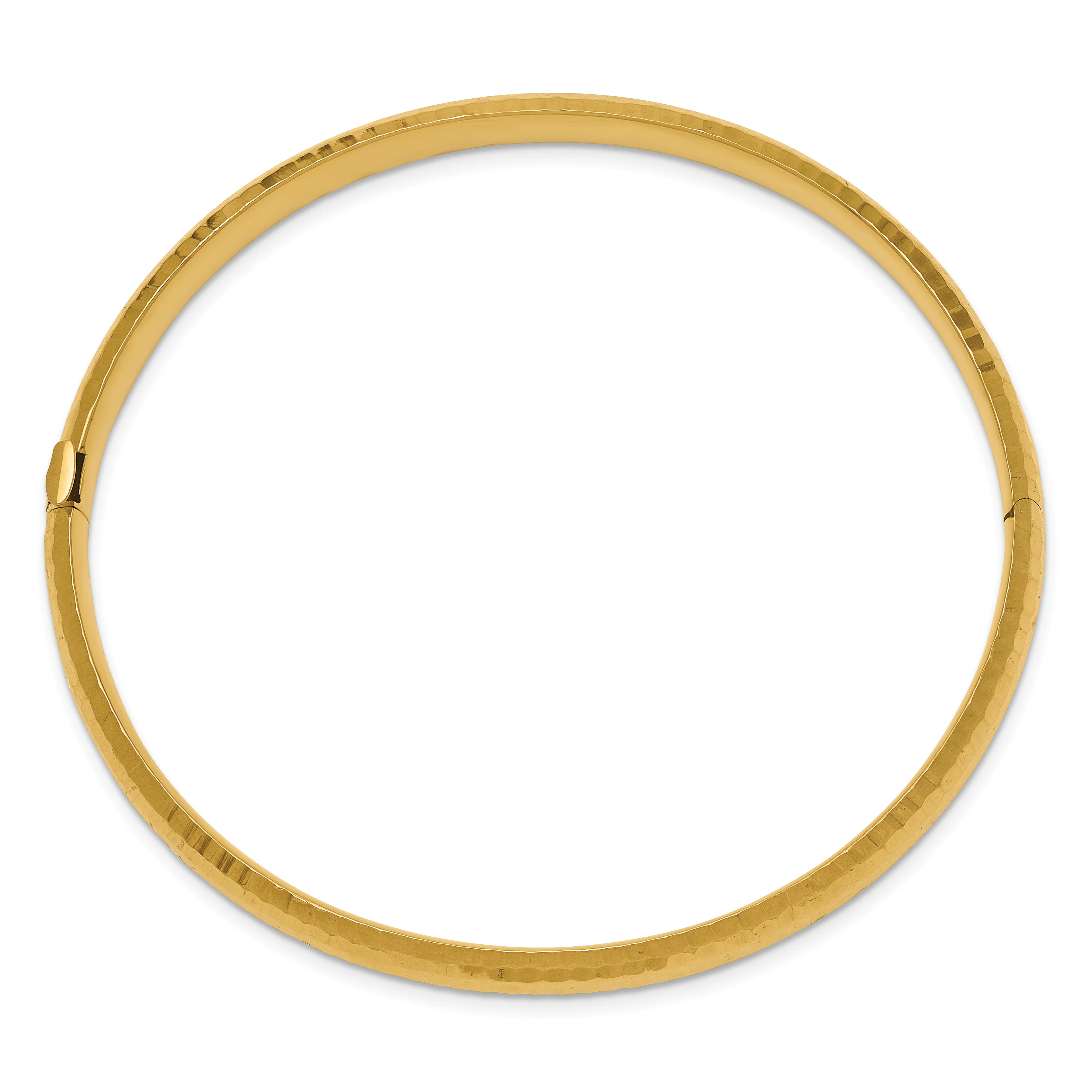 Brazalete Rígido con Bisagra de 14k 4/16 Martillado y de Estilo Elegante - Image 2