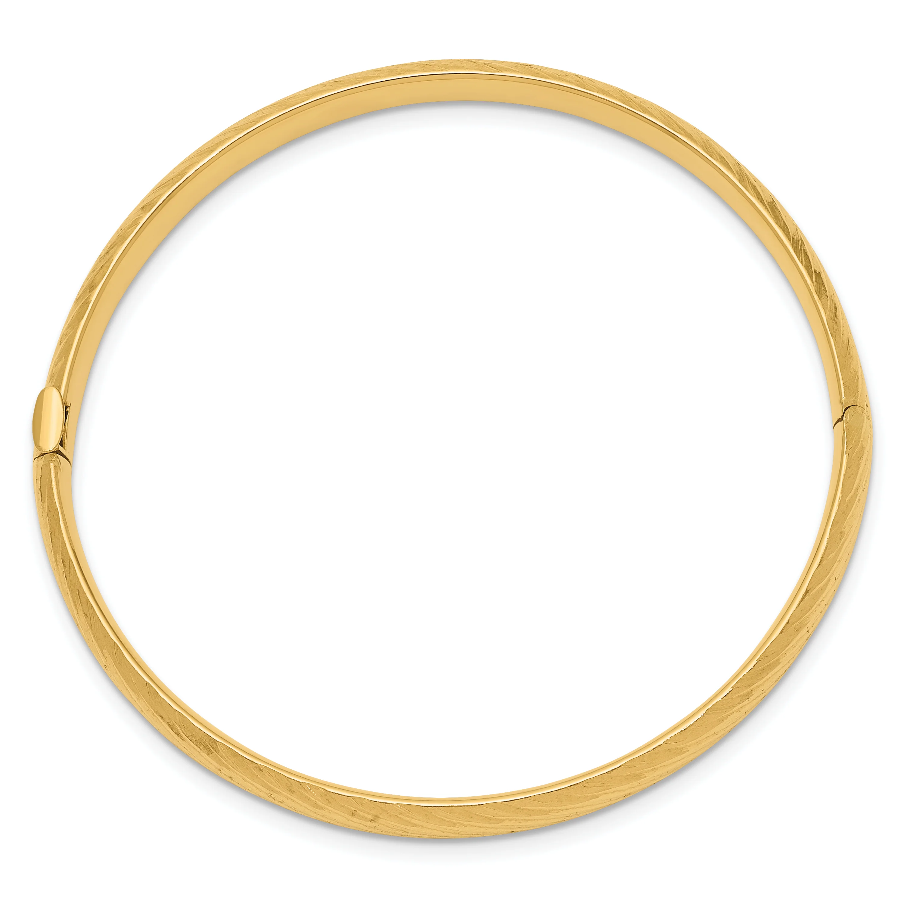 Brazalete Bangle Infantil 14K Oro Amarillo con Textura y Bisagra - Image 2