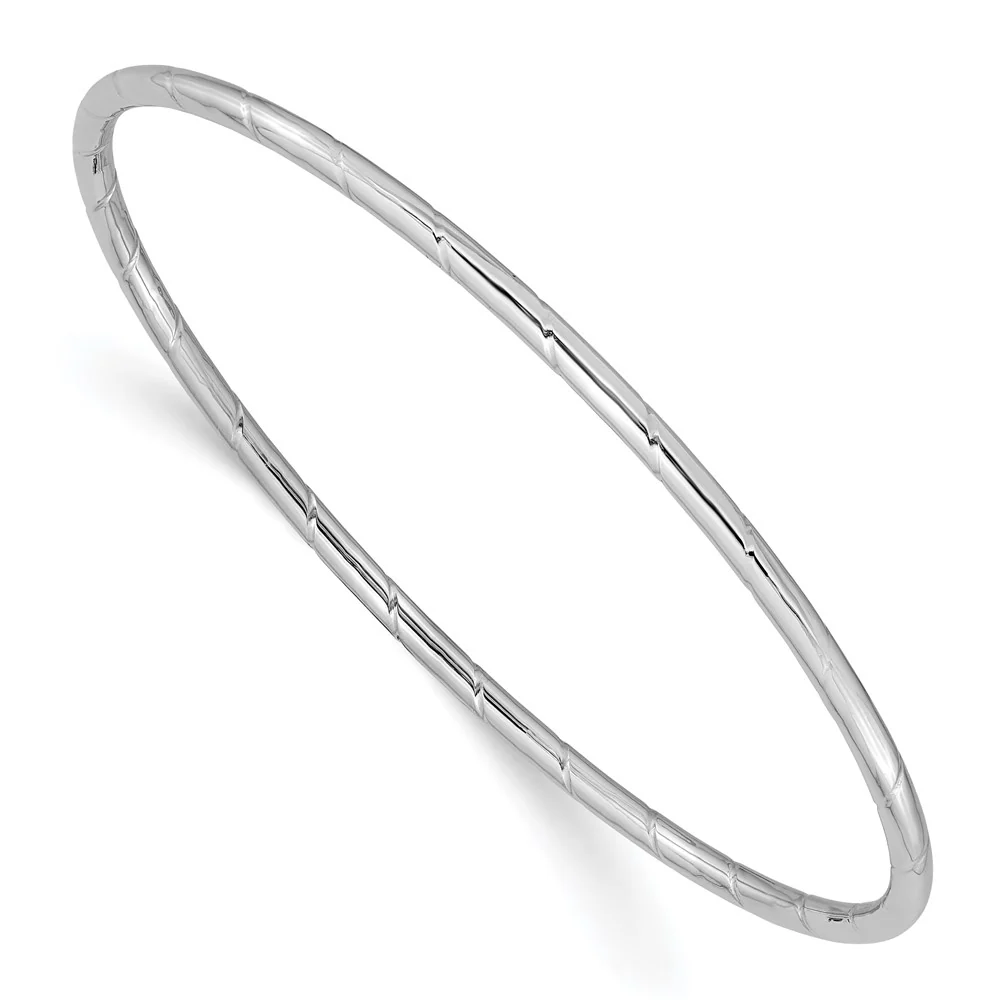 Brazalete Rígido Deslizante de Oro Blanco 14k con Ranuras (2.5 mm)
