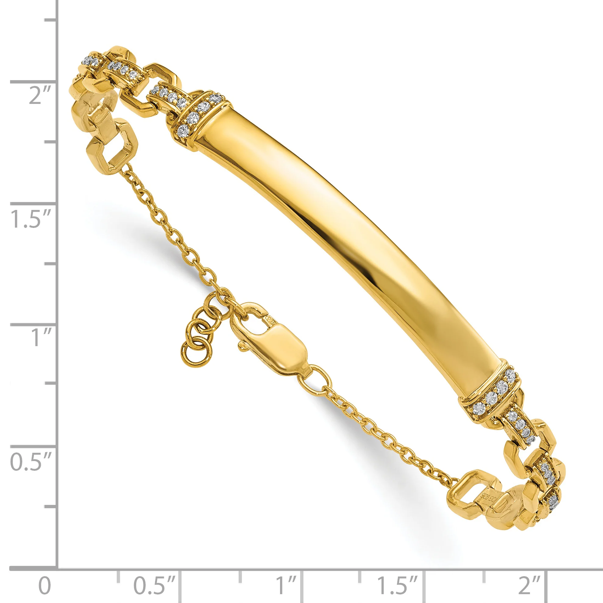 Pulsera de Identificación con Diamantes en Oro de 14k – 7 Pulgadas - Image 2