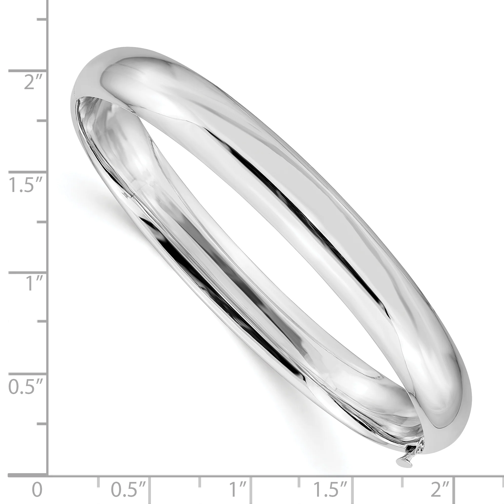 Brazalete Bangle 14K Oro Blanco Pulido de 8.00 mm con Bisagra - Image 3