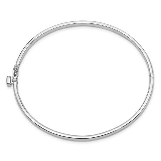 Pulsera Bangle de Oro Blanco de 14k, 3.6mm, Sólida, Pulida con Bisagra - Image 2