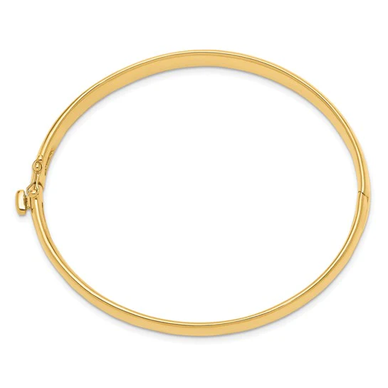 Pulsera Bangle de Oro Amarillo de 14k, 6.4mm, Sólida, Pulida con Bisagra - Image 2