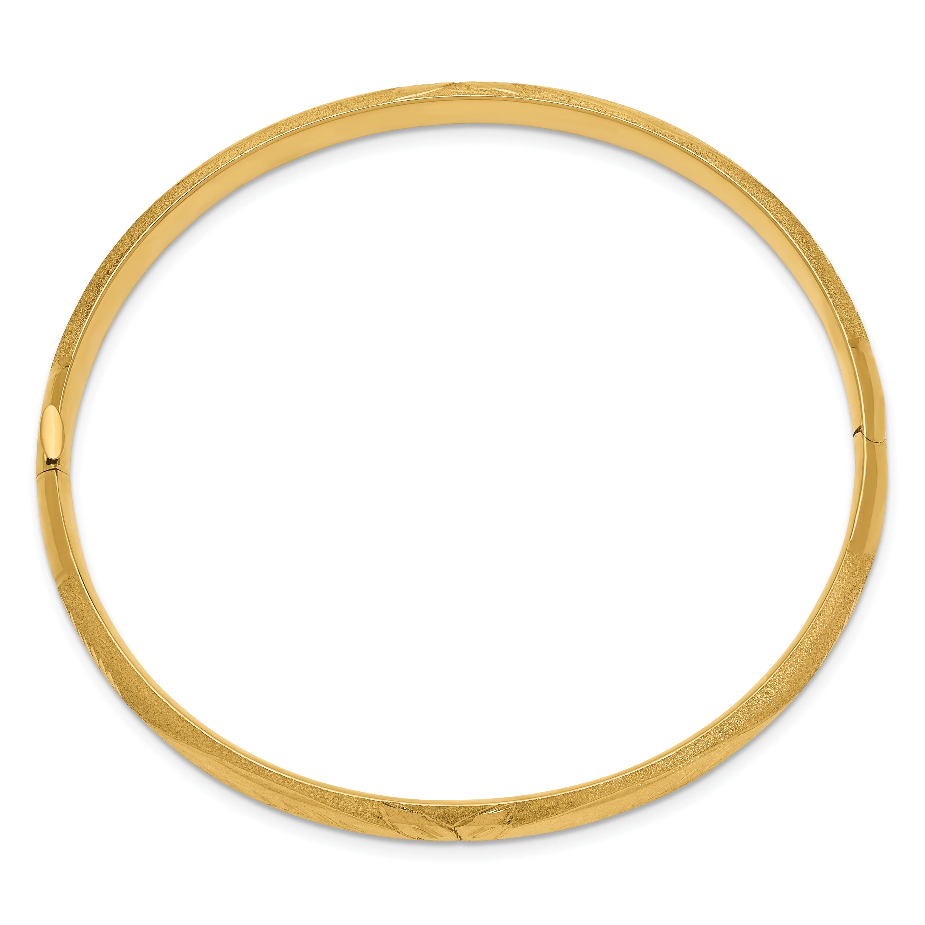 Brazalete Articulado de Oro Amarillo de 14K con Grabado Florentino y Acabado Pulido y Cepillado - Image 2