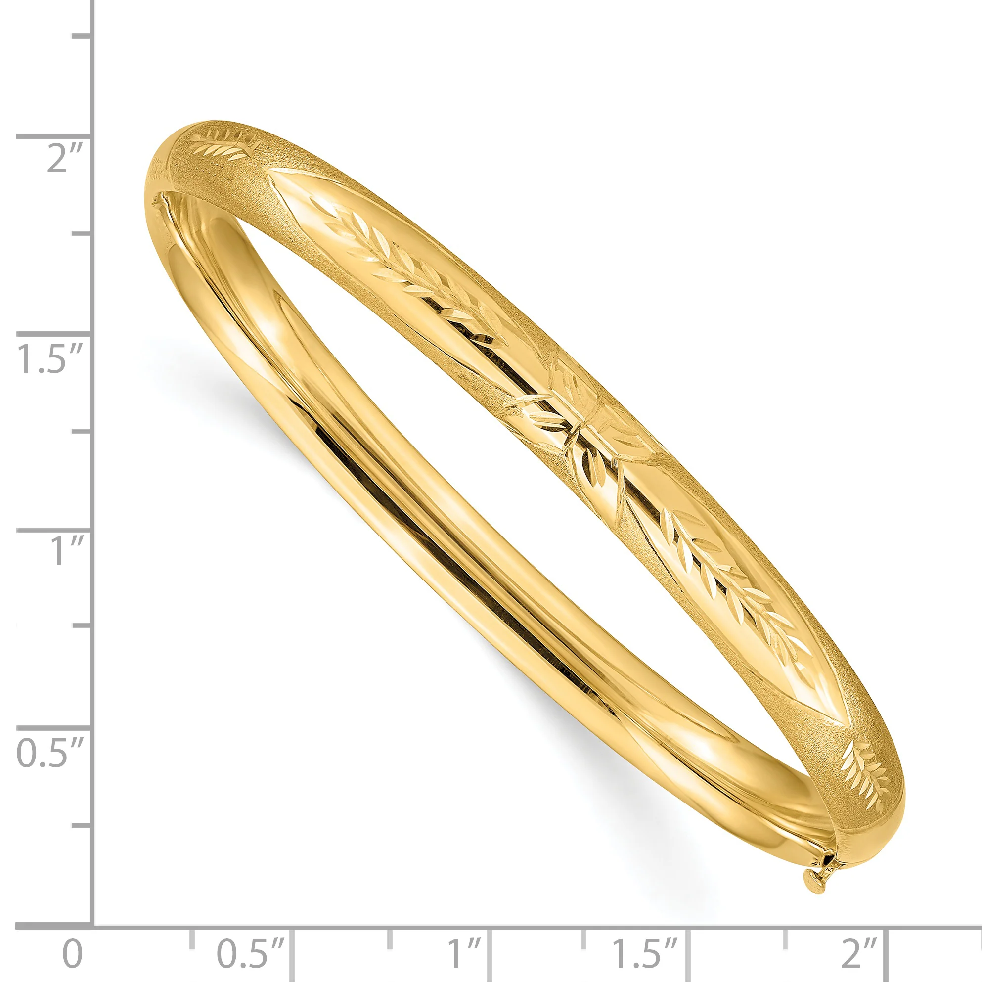 Brazalete Articulado de Oro Amarillo de 14K con Grabado Florentino y Acabado Pulido y Cepillado - Image 3
