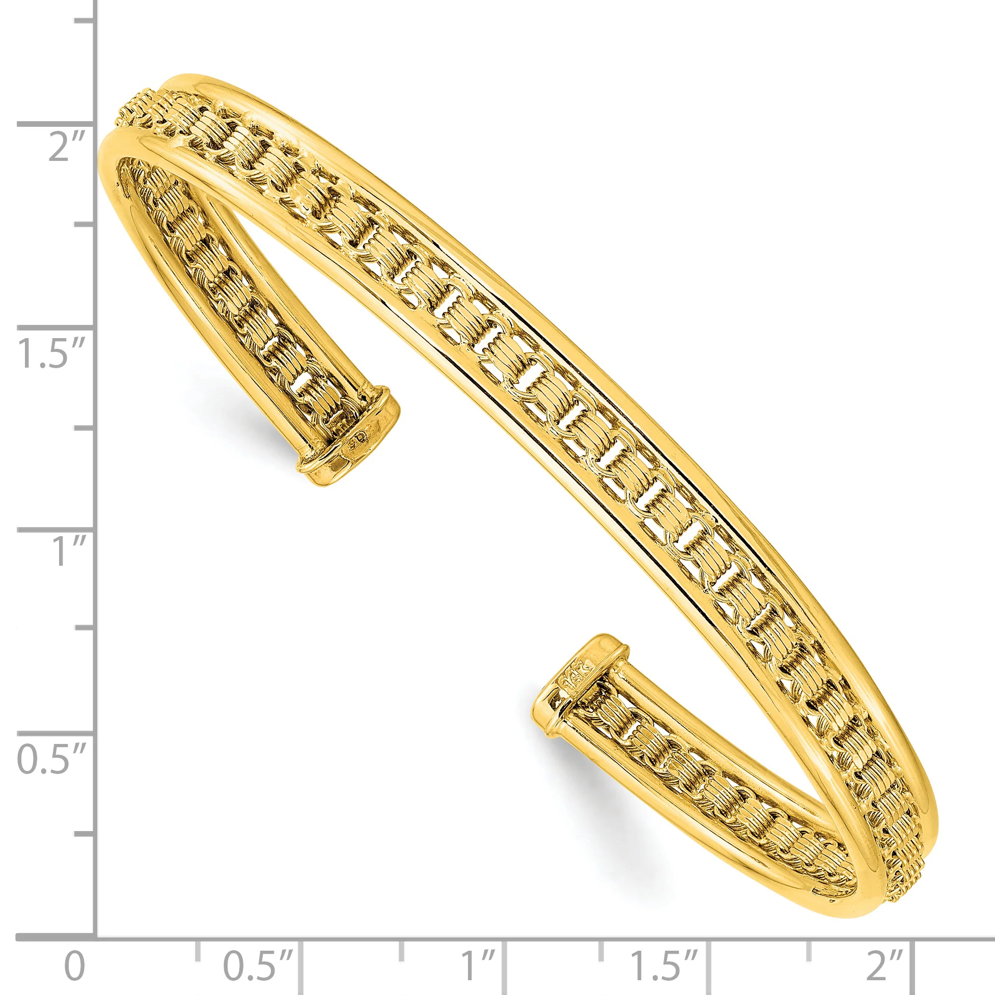 Pulsera Cuff Deslizable Texturizada y Pulida en Oro Amarillo de 14k - Image 3