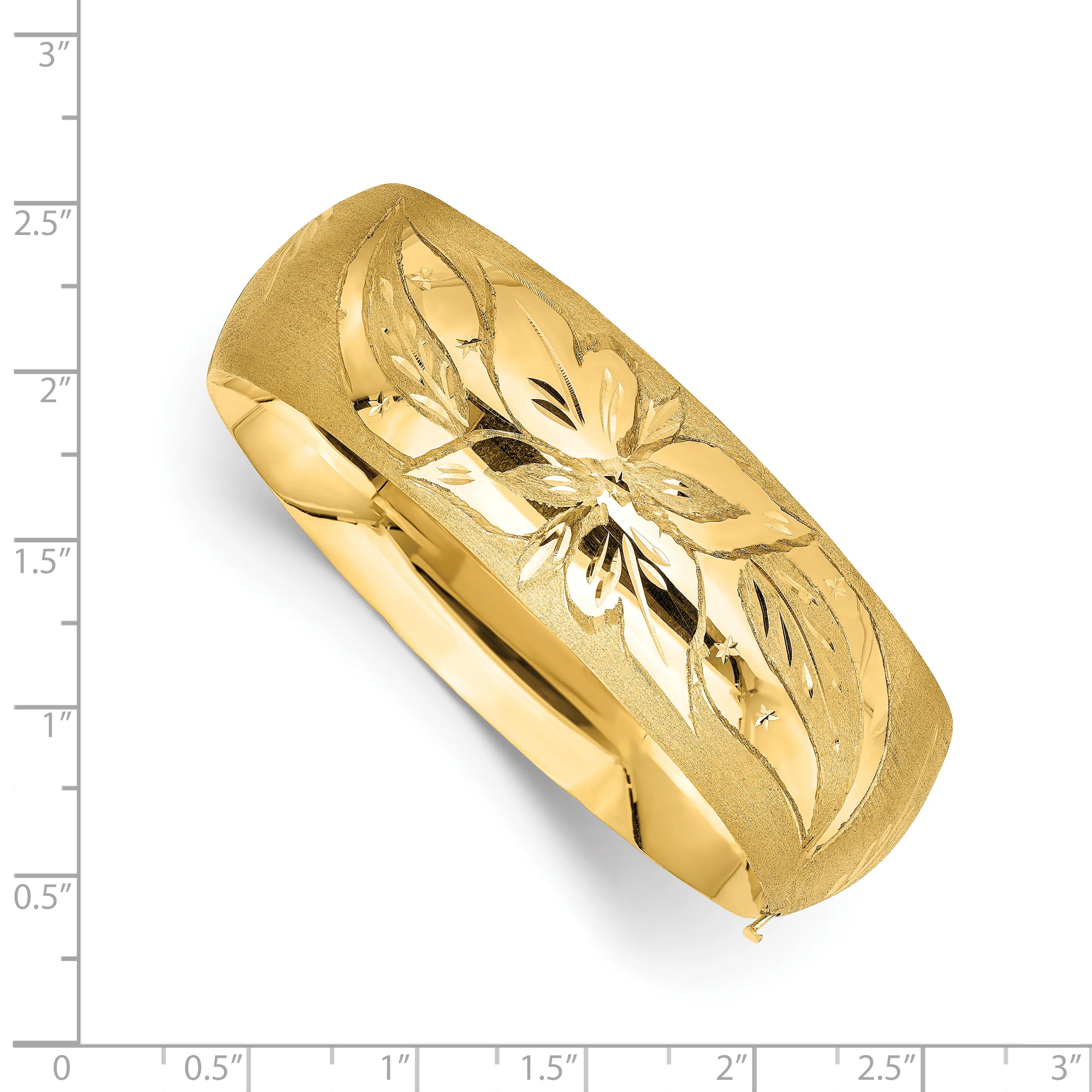 Pulsera Rígida Articulada de Oro Amarillo de 14k con Grabado Florentino - Image 3