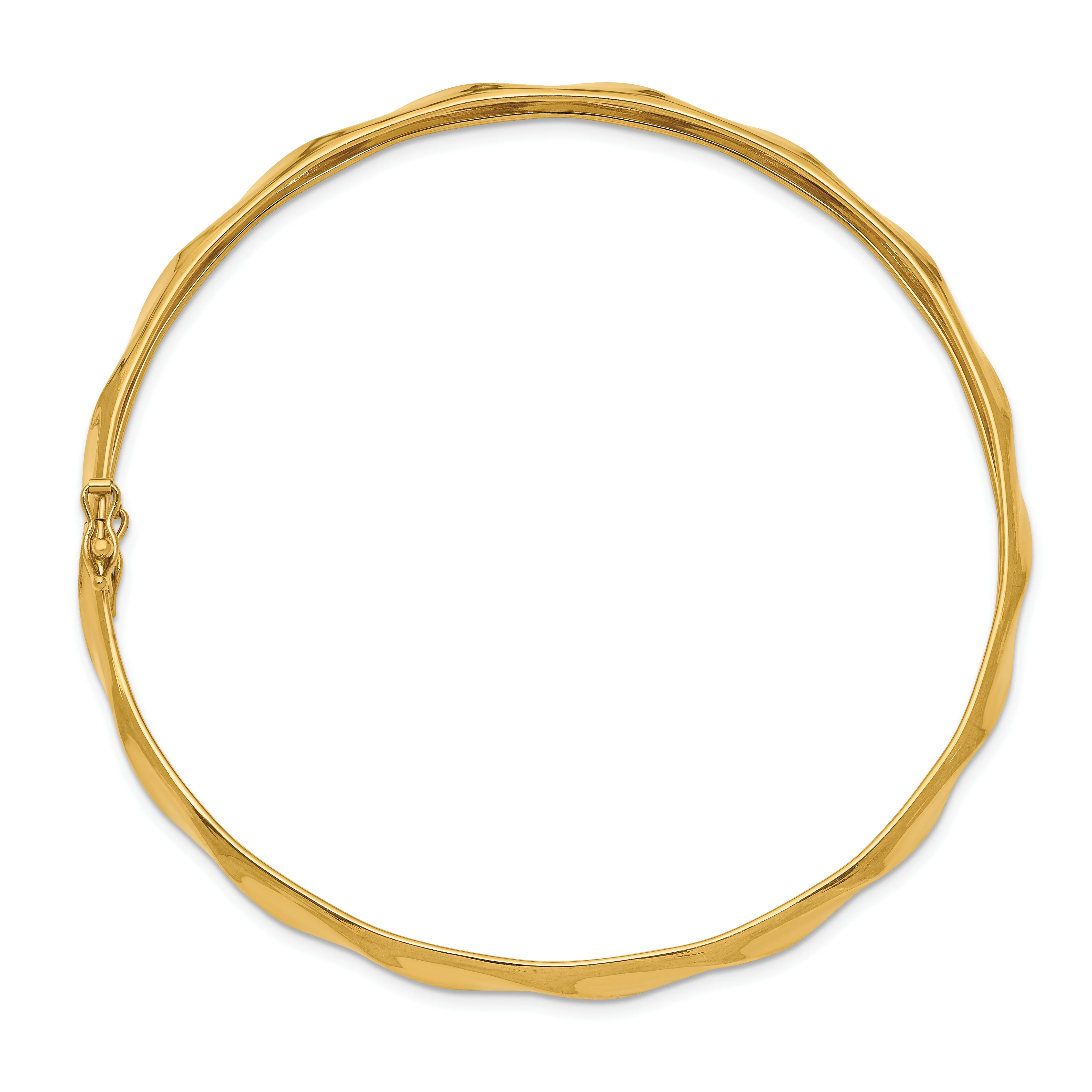 Pulsera Rígida Flexible de Oro Amarillo de 14k con Diseño Torcido y Acabado Pulido - Image 2