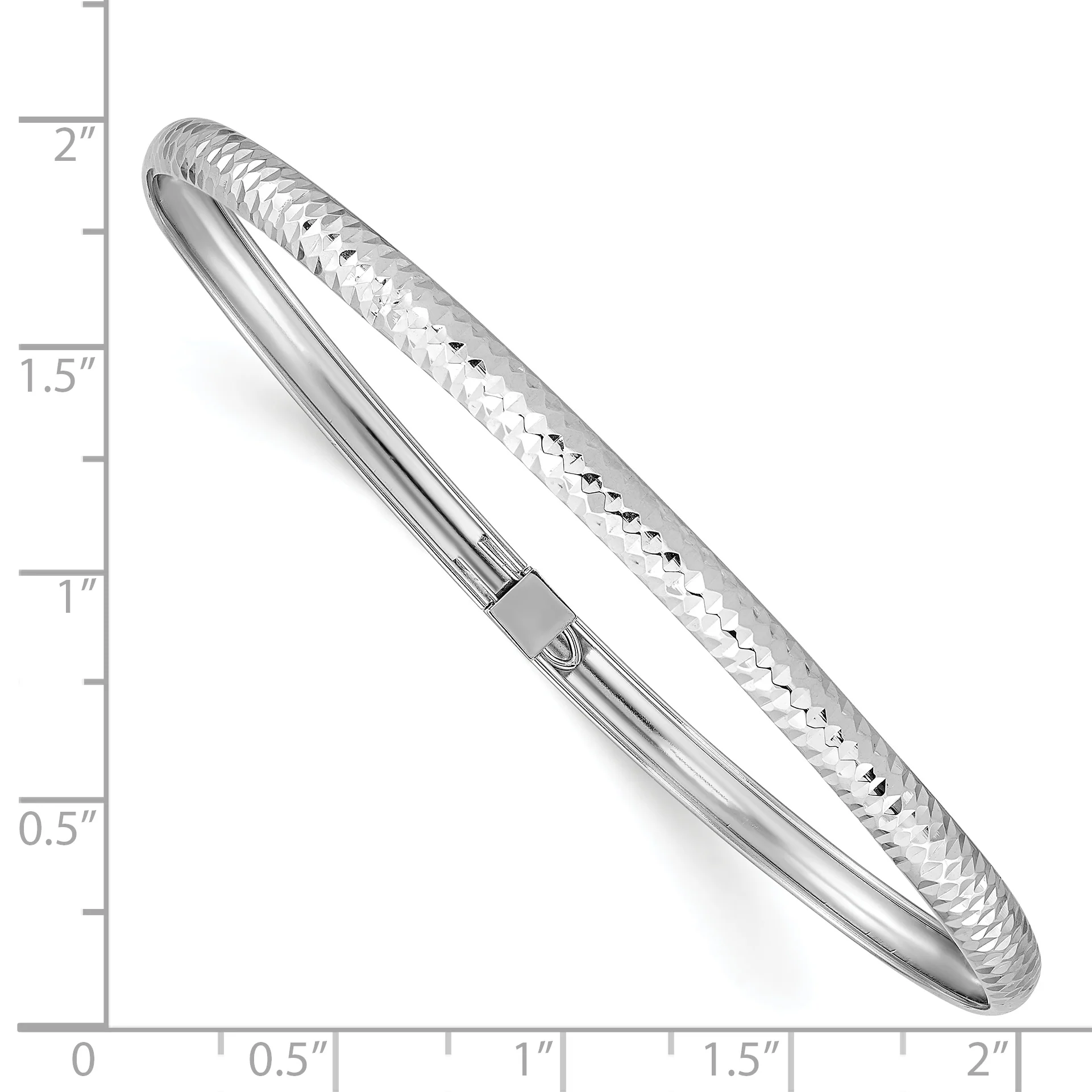 Pulsera Rígida Flexible de Oro Blanco de 14k con Textura y Acabado Pulido - Image 3