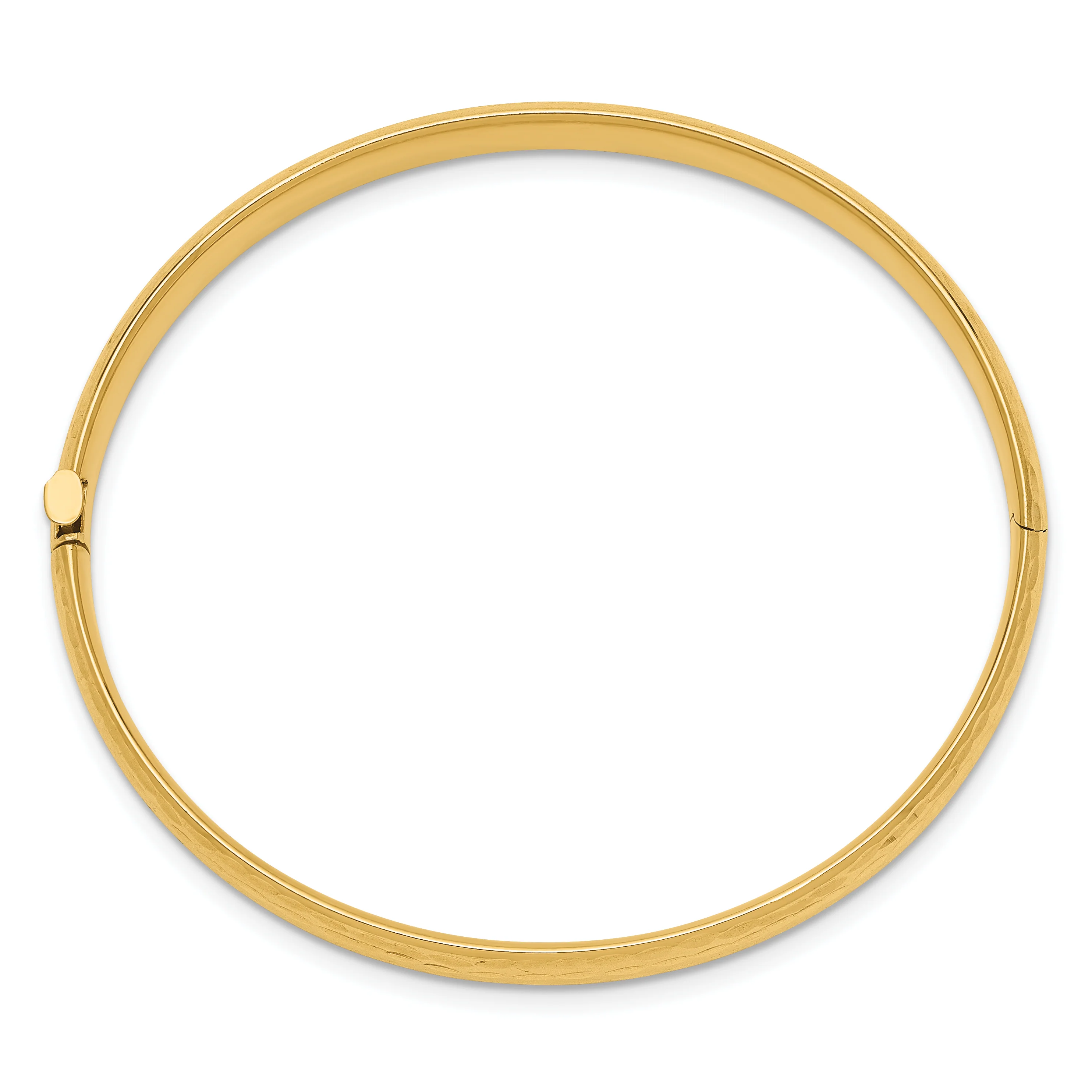 Pulsera Brazalete Infantil con Bisagra Madi K de 14k – Corte Diamante, Pulido, 5 mm - Image 2