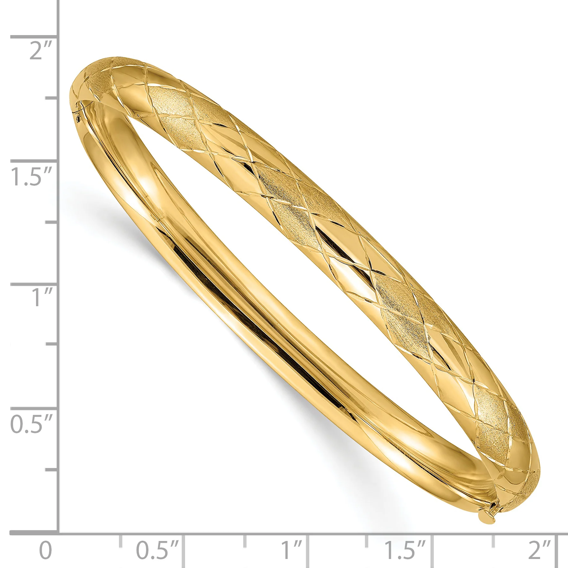 Pulsera Brazalete Ovalada con Bisagra de 14k – Diseño Elegante, 6.50 mm, Corte Diamante - Image 3
