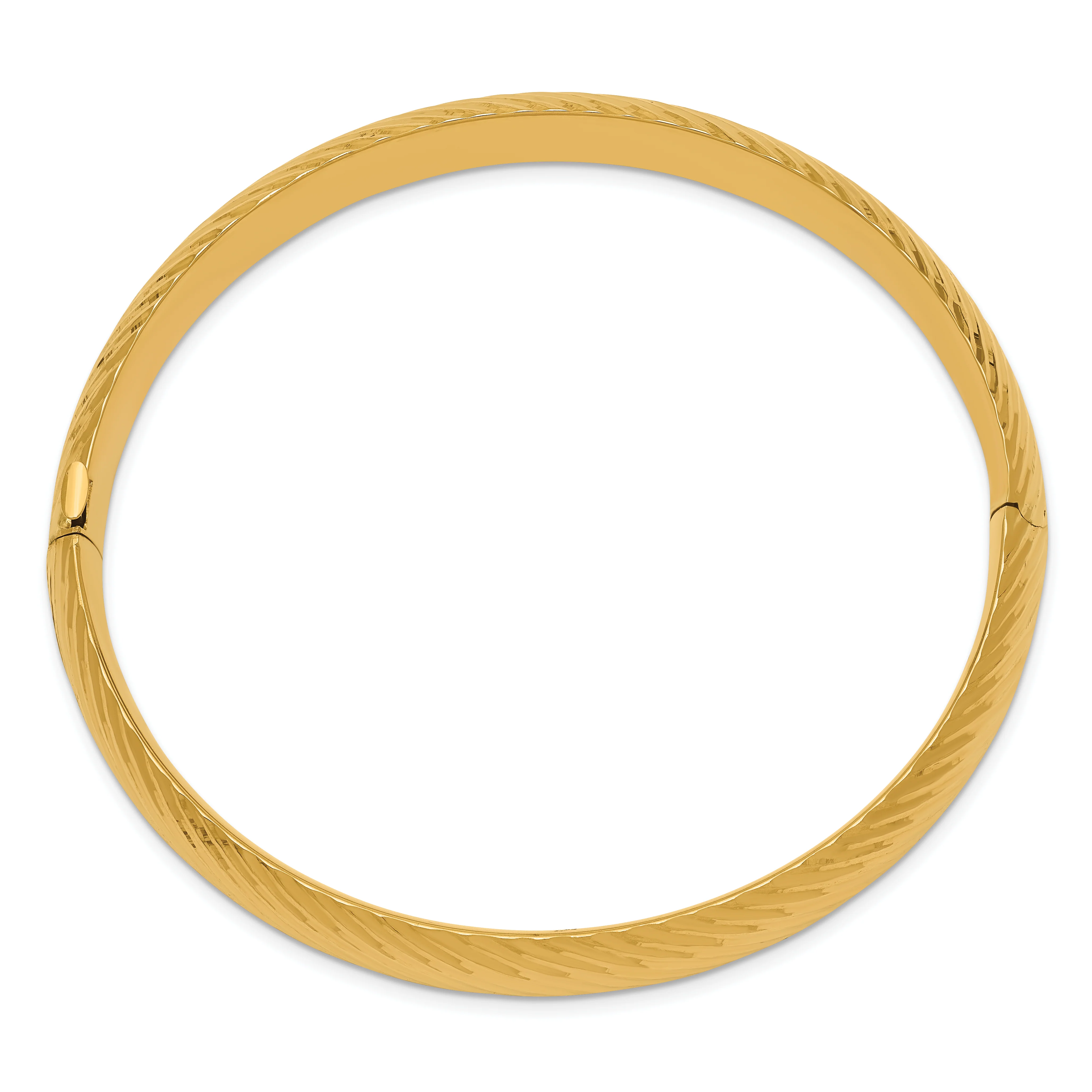 Pulsera Brazalete Ovalada con Bisagra de 14k – Pulido Texturizado, 10 mm - Image 2