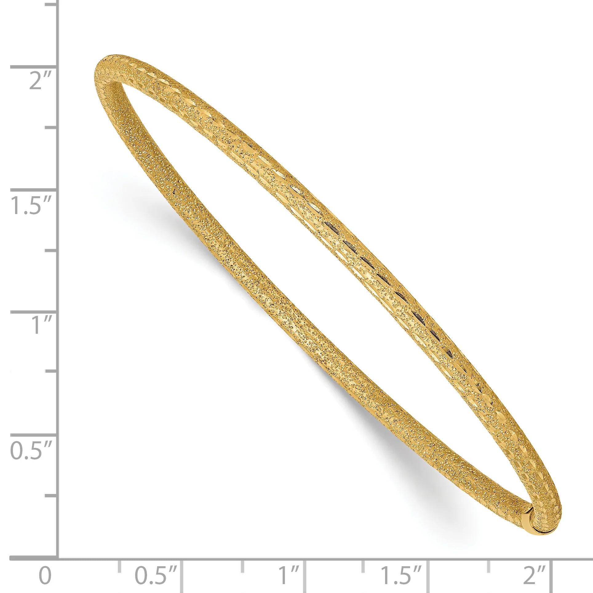 Pulsera Bangle de Oro Amarillo de 14k con Acabado Satinado y Corte de Diamante de 3 mm - Image 3