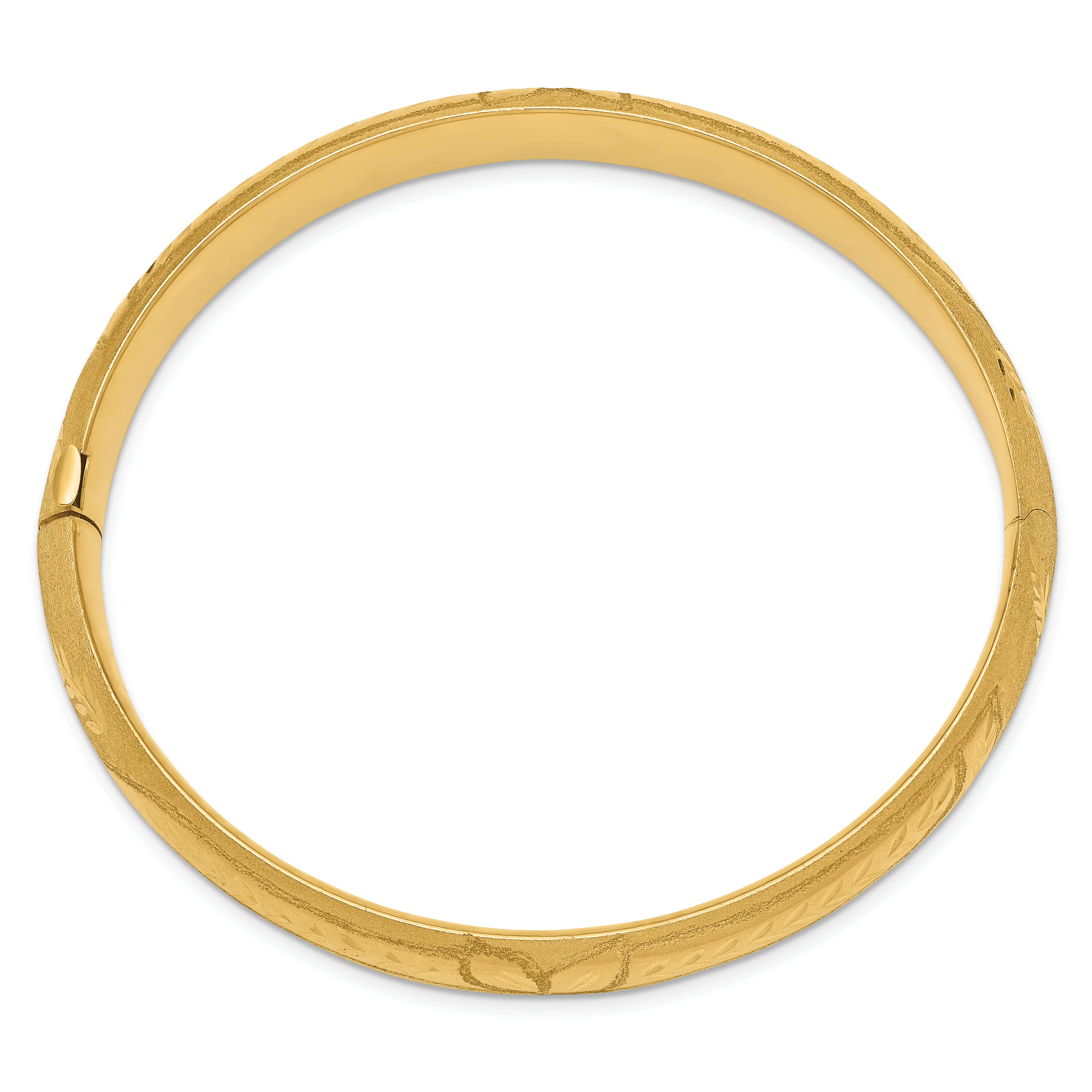 Pulsera Brazalete Redonda con Bisagra y Grabado Florentino de 14k – 10.00 mm - Image 2