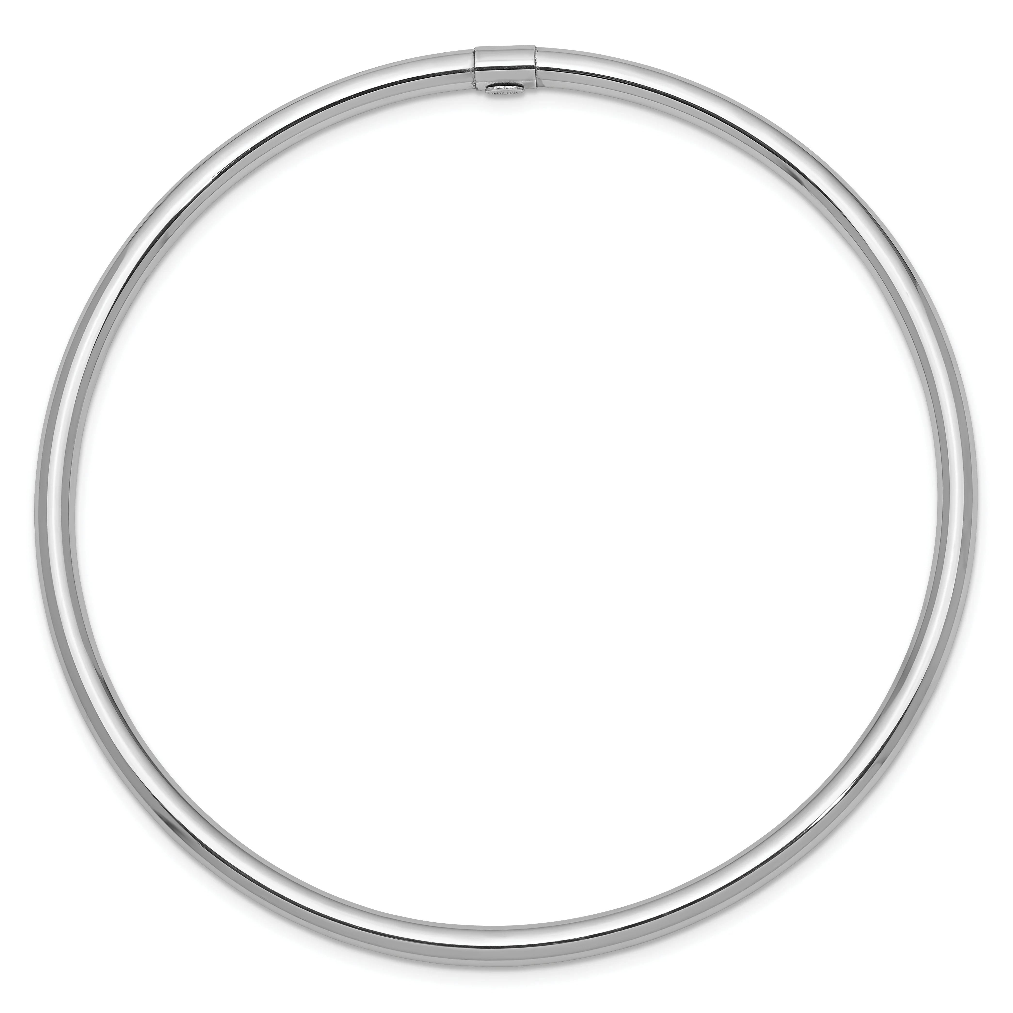 Pulsera Bangle de Tubo Redondo Pulido de Oro Blanco de 14k y 3 mm - Image 2