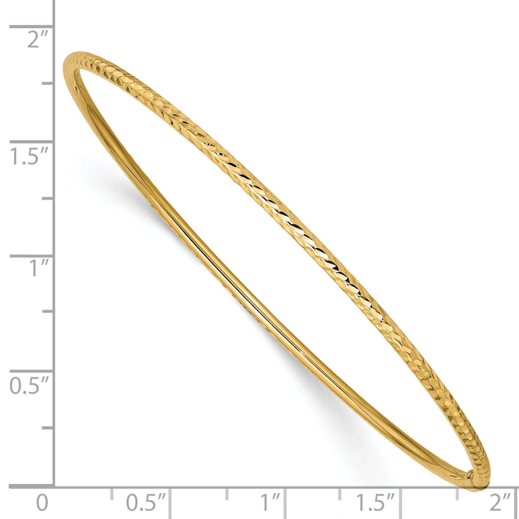 Pulsera Bangle de Corte Diamante de 2mm en Oro de 14k - Image 3