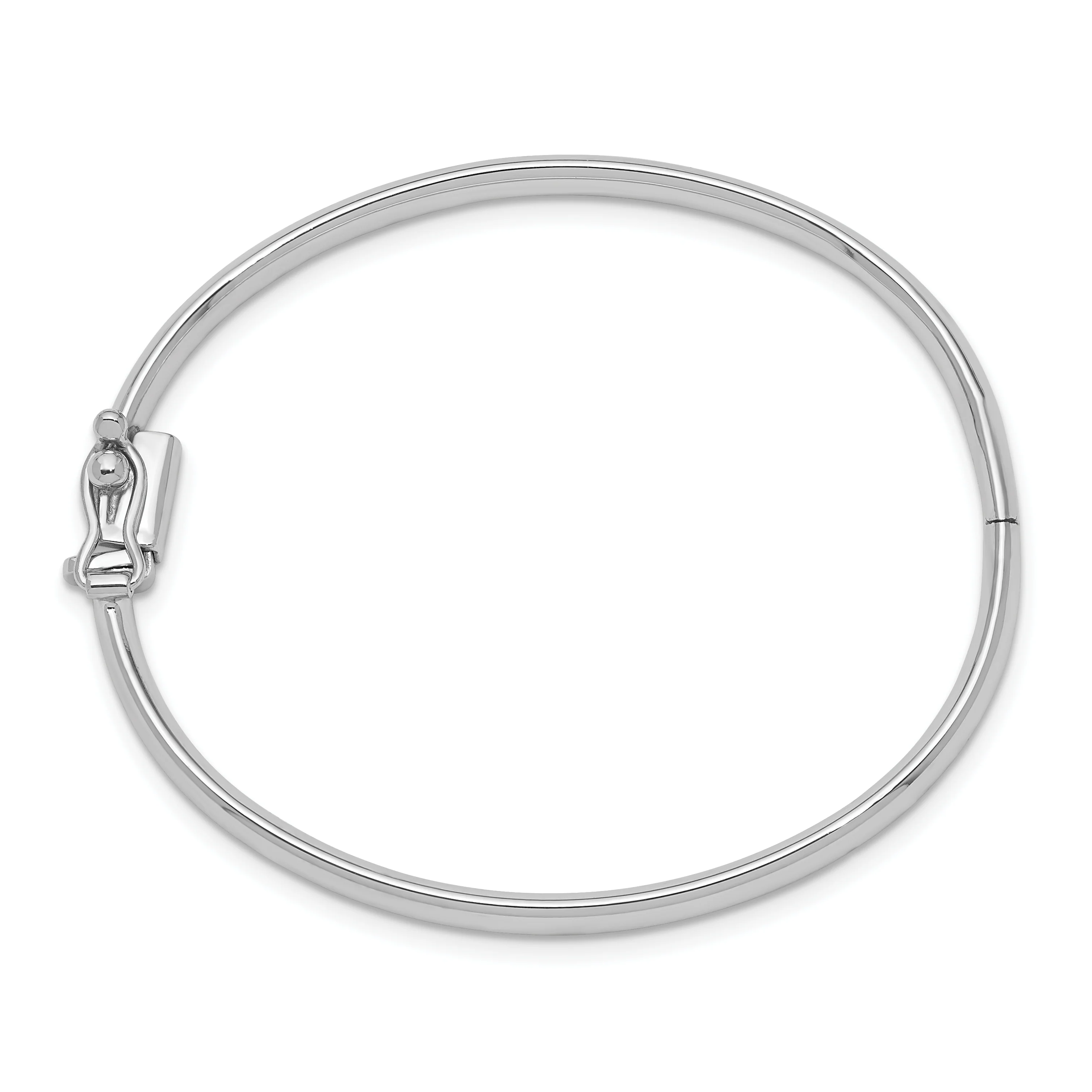 Pulsera Brazalete para Bebé de 14k en Oro Blanco Pulido con Bisagra y Cierre de Seguridad - Image 2