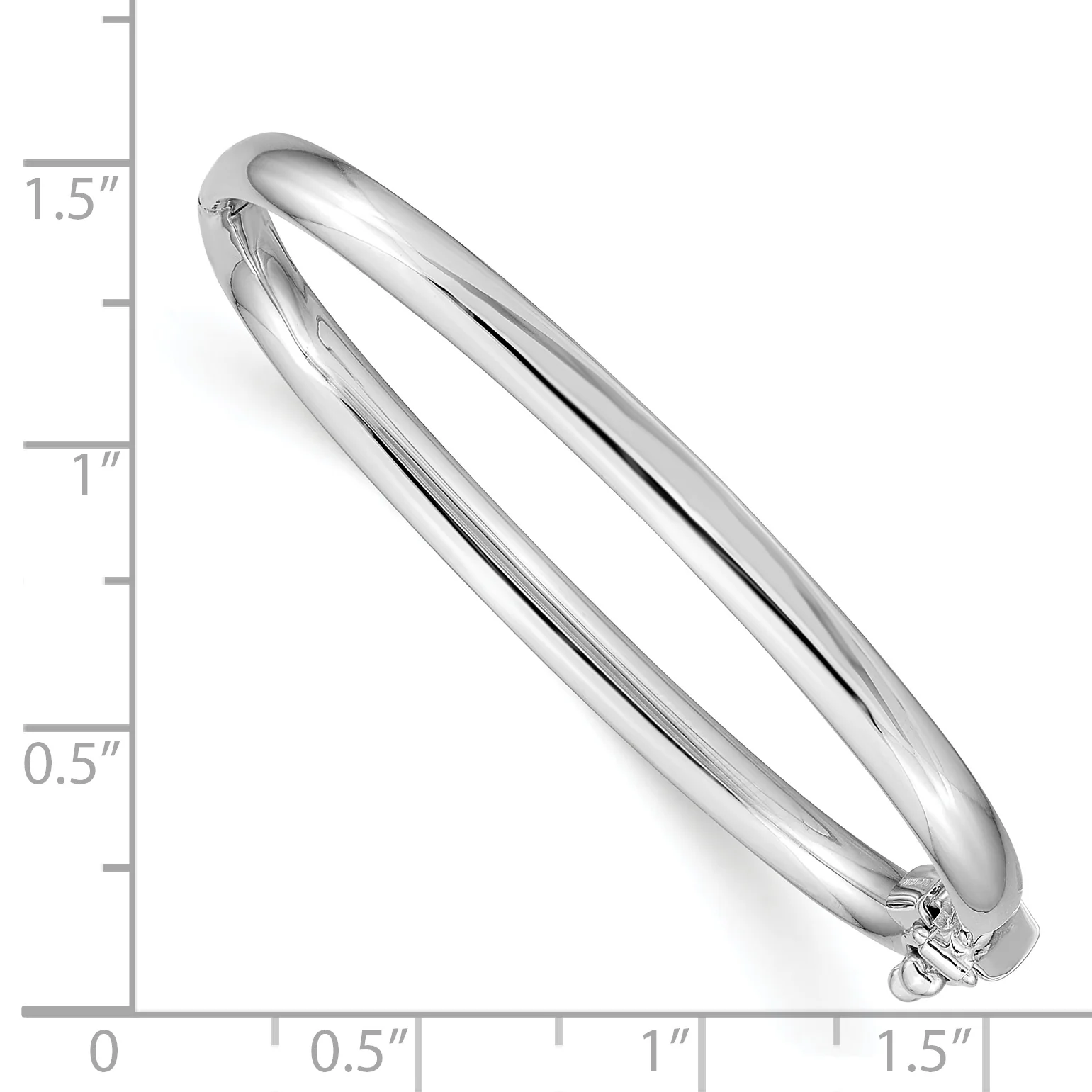 Pulsera Brazalete para Bebé de 14k en Oro Blanco Pulido con Bisagra y Cierre de Seguridad - Image 3