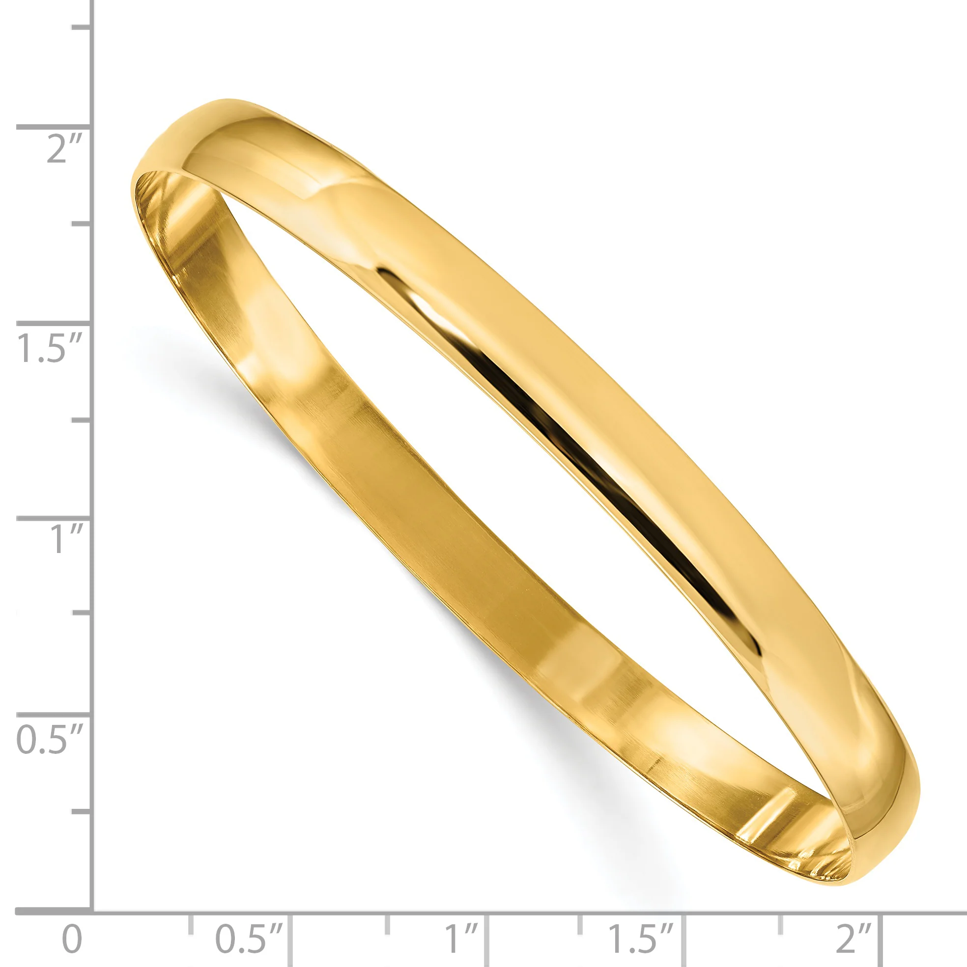 Pulsera Brazalete Redondo de Media Caña de 14k Oro Amarillo, Pulido, Macizo y sin Cierre (Slip-On) – 6 mm - Image 3