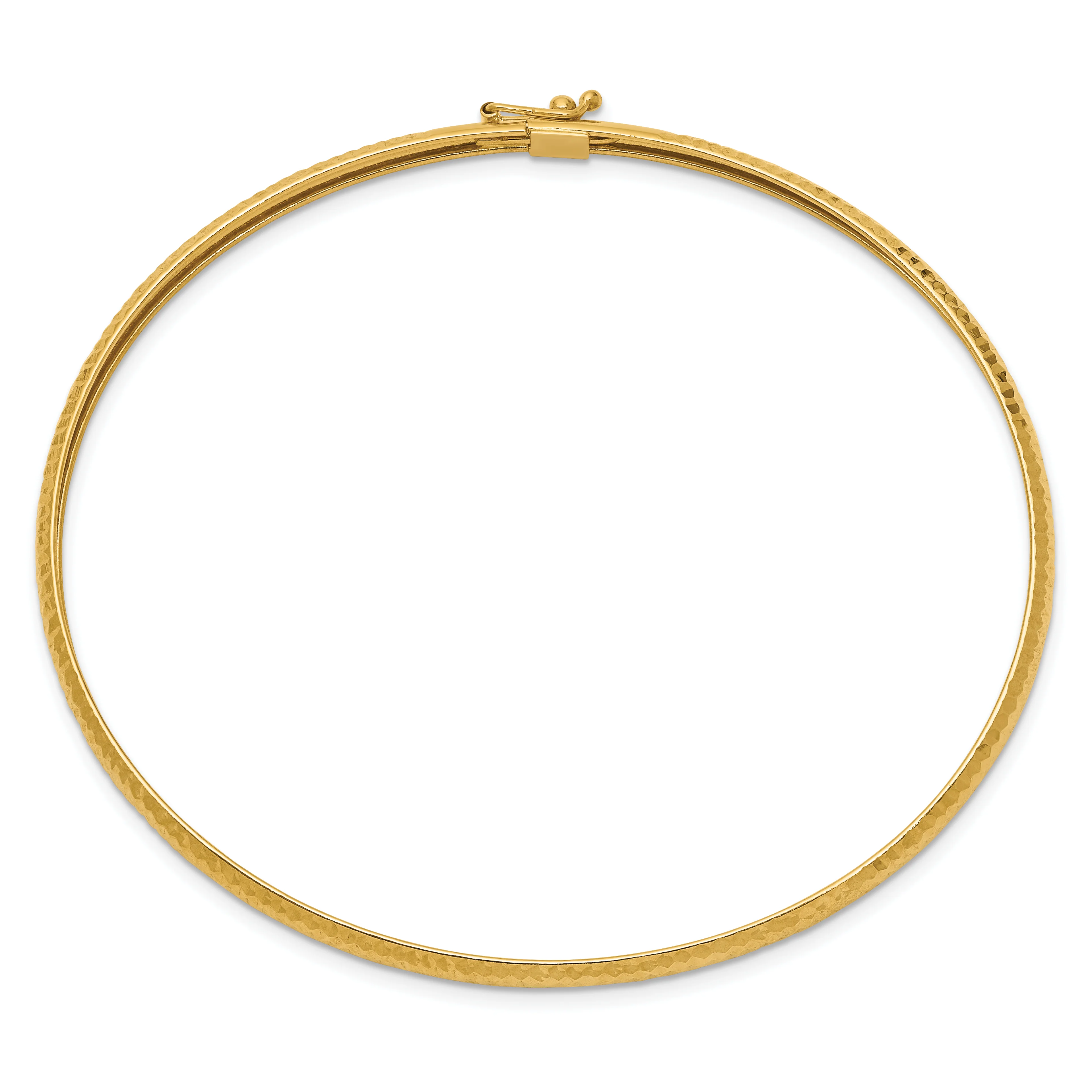 Pulsera Brazalete Ovalado Flexible de Oro Amarillo 14k – Pulido y Texturizado, 4 mm - Image 2
