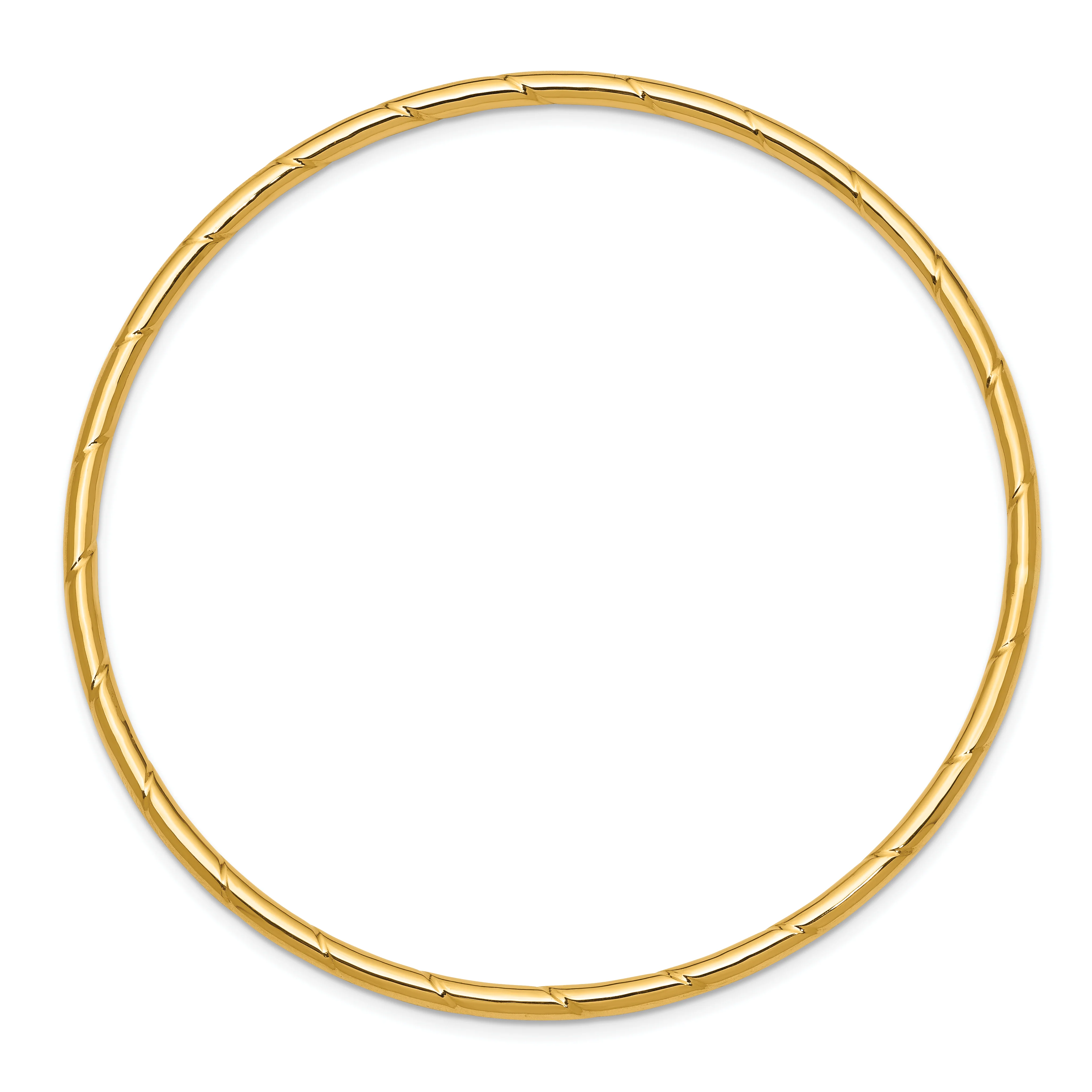 Brazalete Redondo Deslizante de Oro Amarillo 14K – Pulido con Ranuras, 2.5 mm - Image 2
