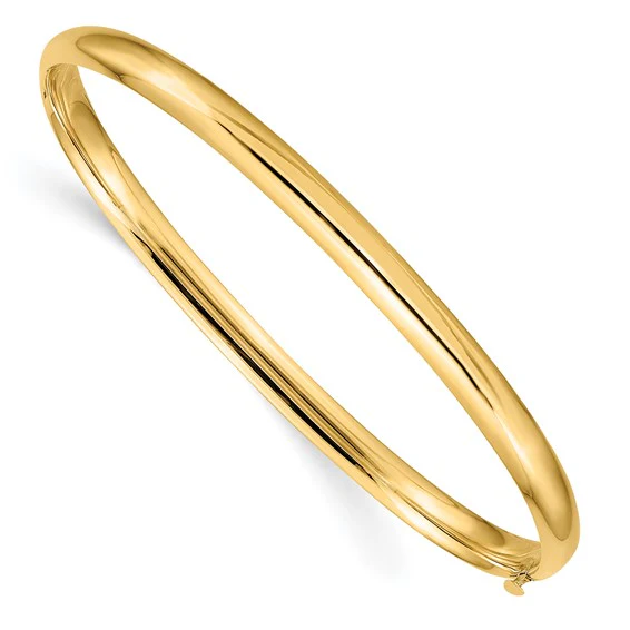 Brazalete Bangle 14K Oro Amarillo Pulido de 5 mm con Bisagra - Image 4
