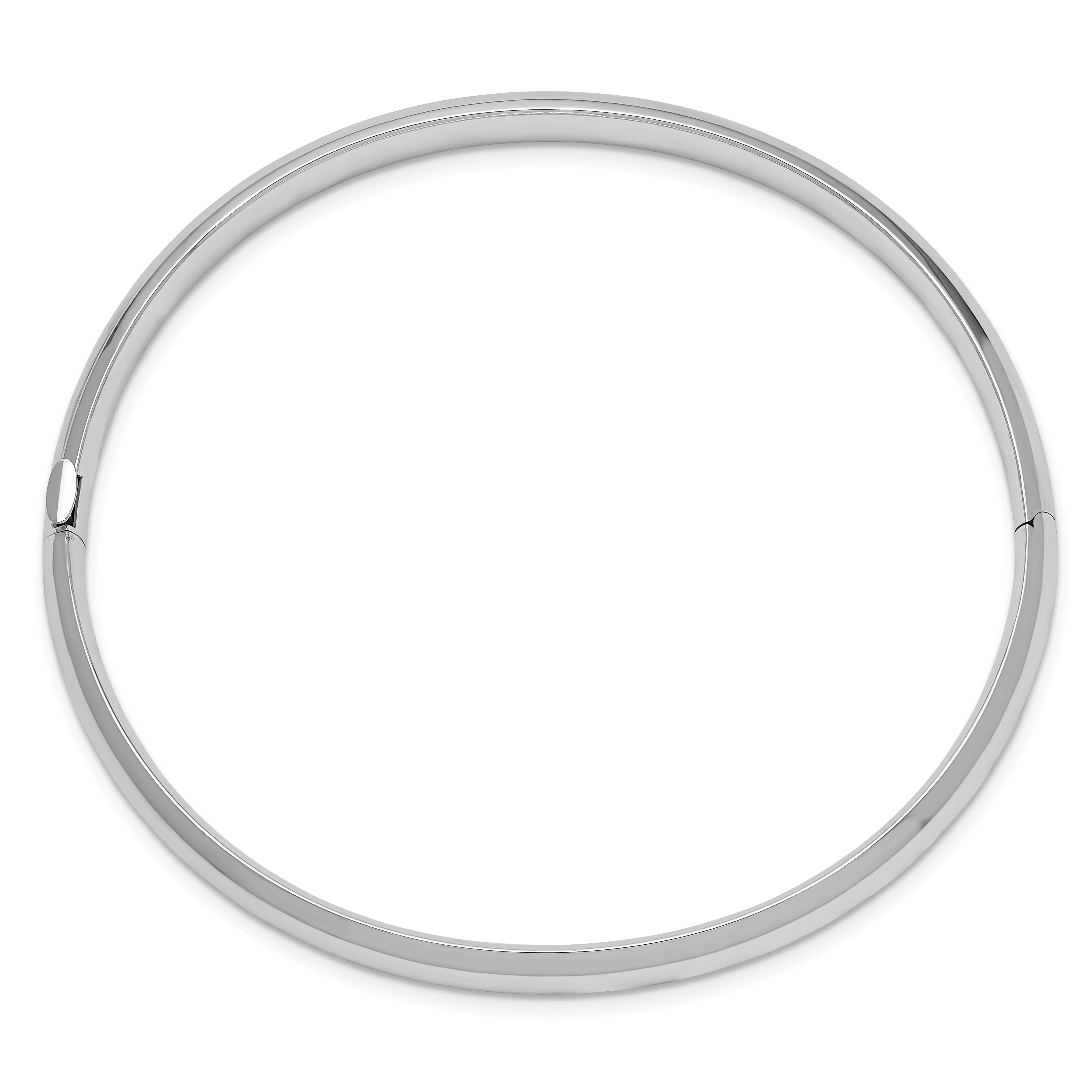 Brazalete Bangle 14K Oro Blanco Pulido de 6.00 mm con Bisagra - Image 2