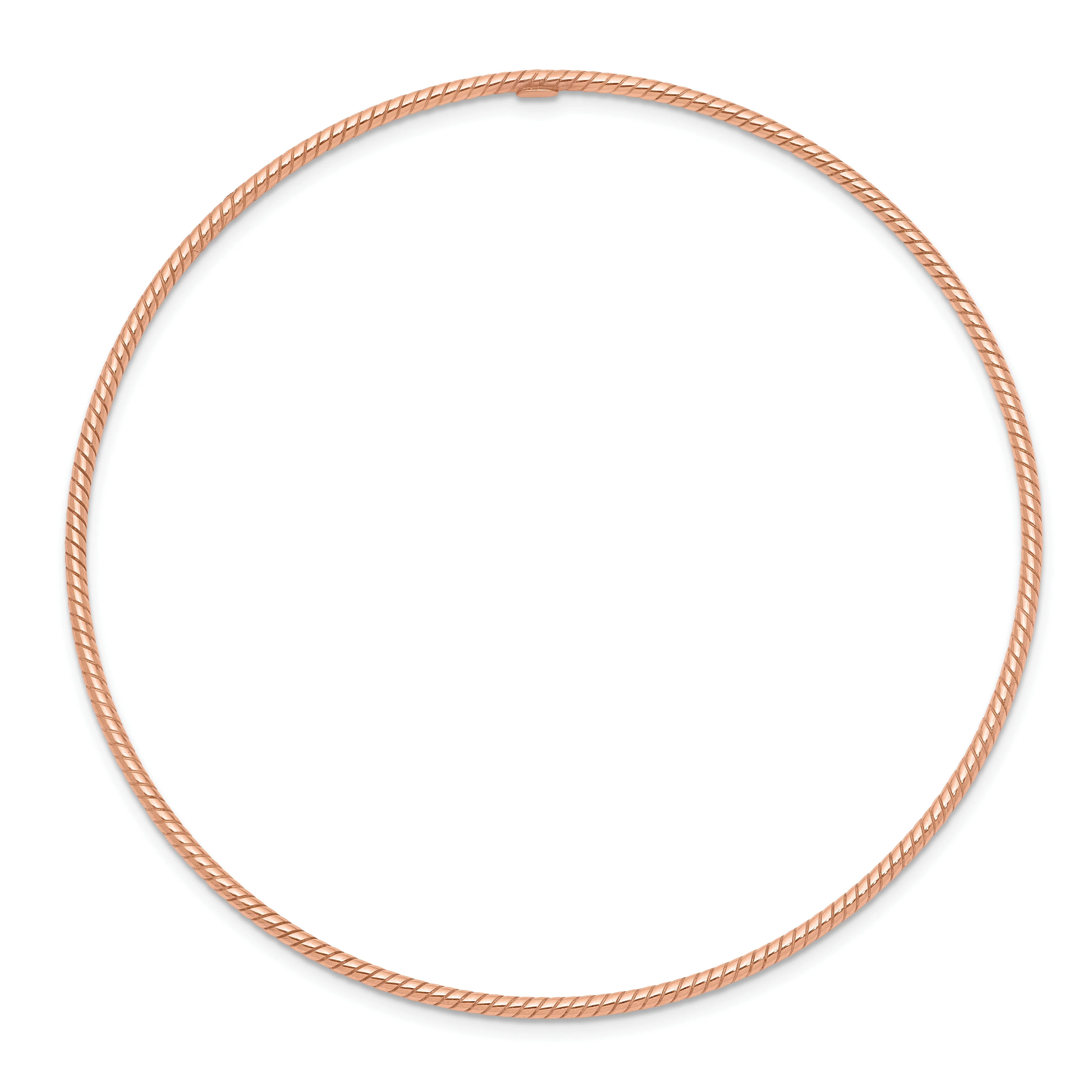 Brazalete Redondo de Oro Rosa 14K – Texturizado, Pulido, Diseño Torcido de 1.5 mm - Image 2