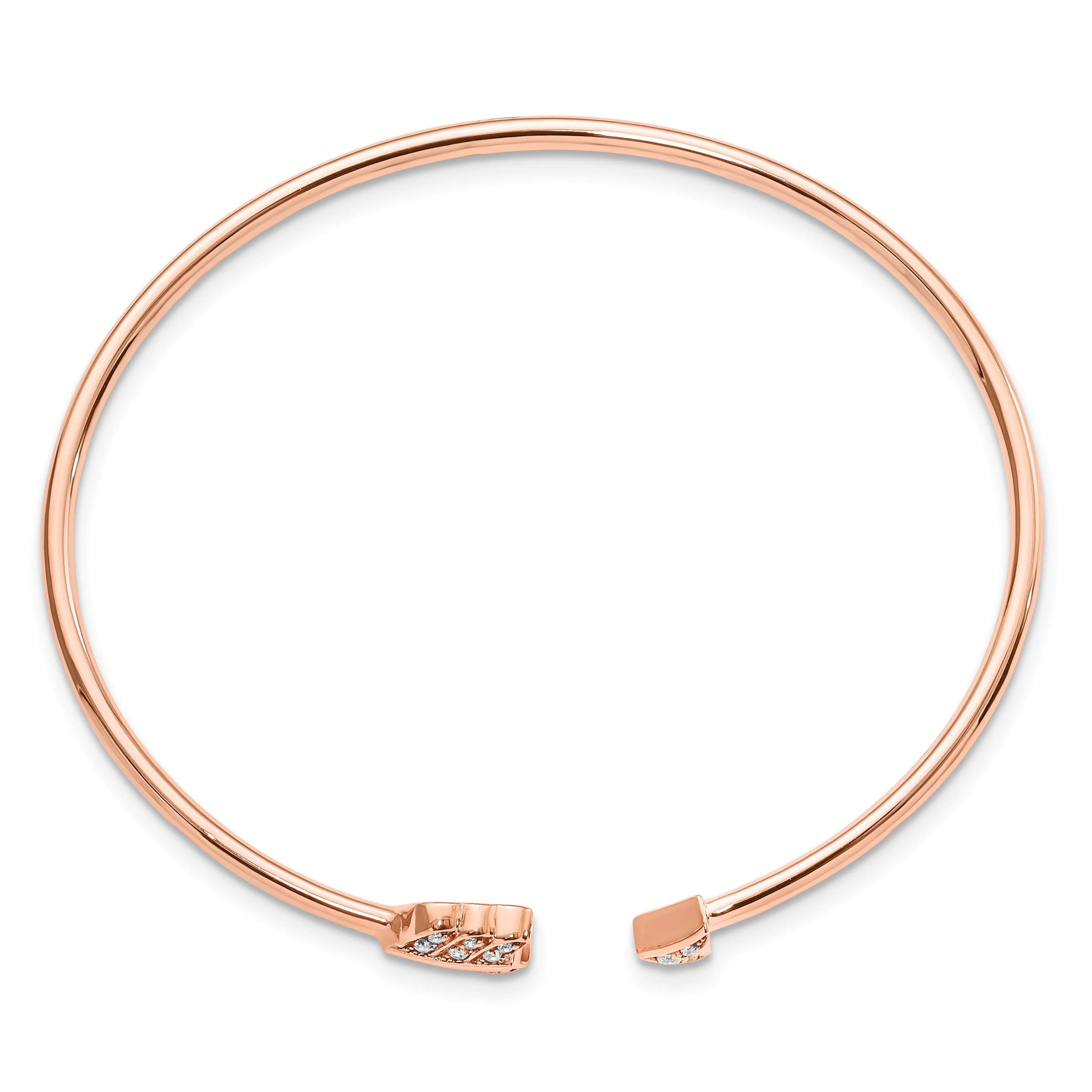 Pulsera de Brazalete Abierto en Oro Rosa de 14k con Diamantes y Diseño de Flecha - Image 2