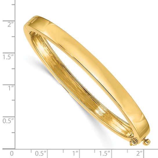 Brazalete con Bisagra en Oro Amarillo de 14K, Sólido y Pulido (6.3mm) - Image 3