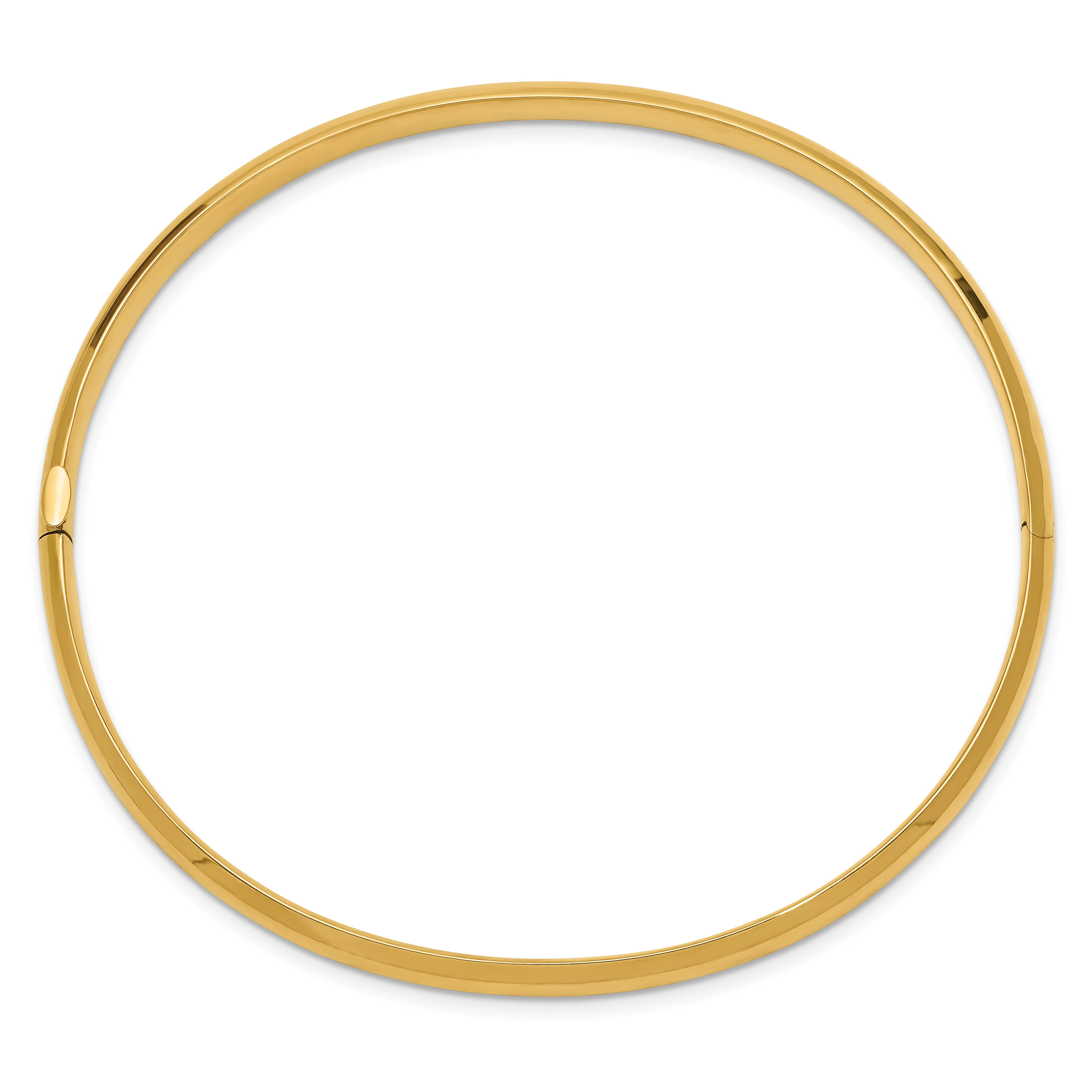 Brazalete Bangle Oversize 14K Oro Amarillo de 3/16, Pulido de Alta Calidad con Bisagra - Image 2