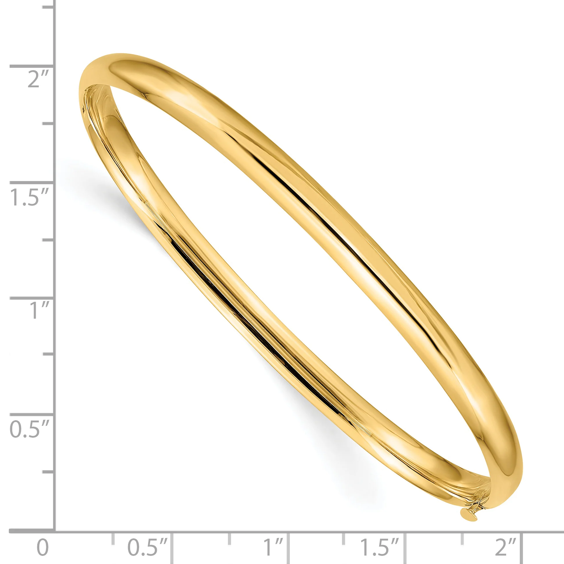 Brazalete Bangle Oversize 14K Oro Amarillo de 3/16, Pulido de Alta Calidad con Bisagra - Image 3