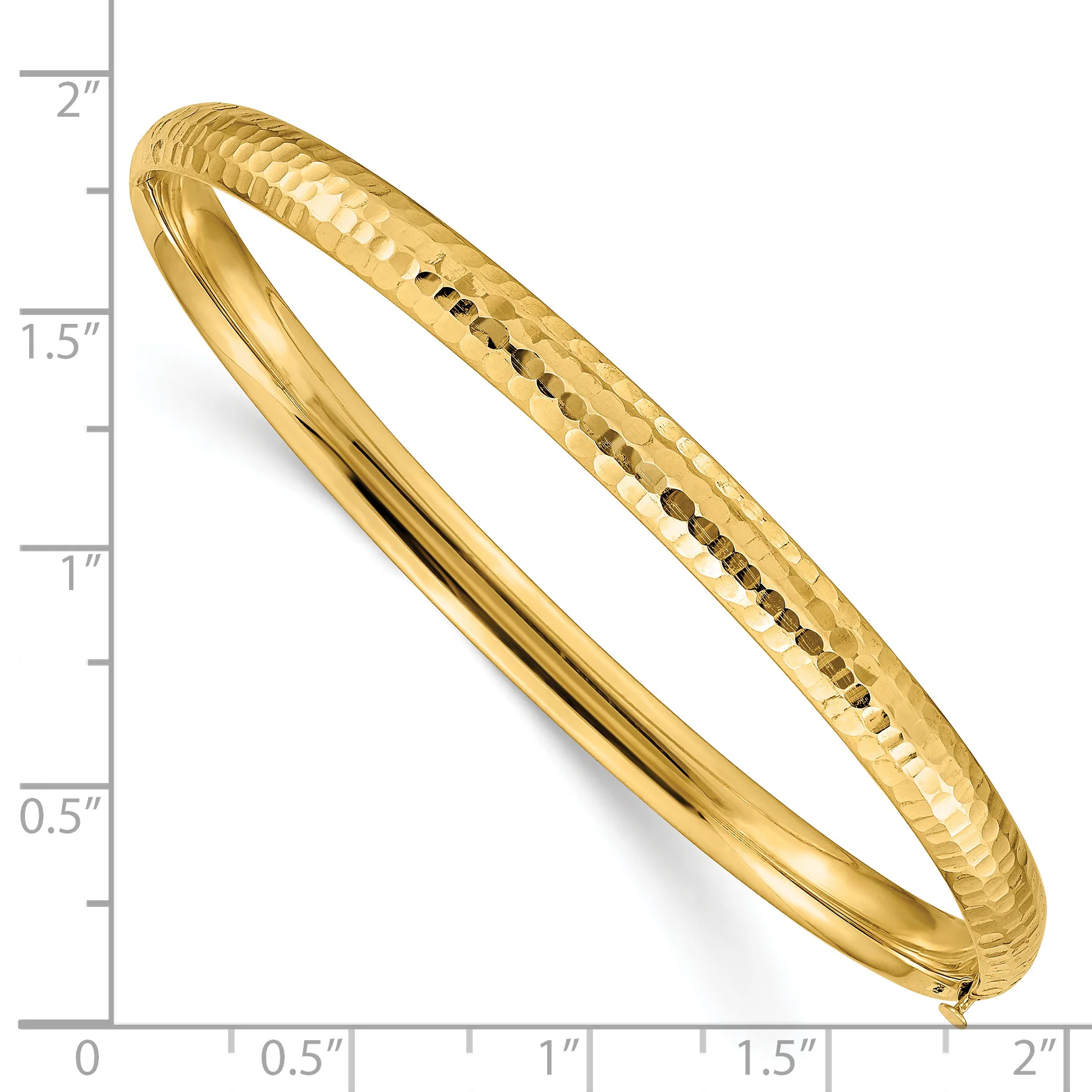 Brazalete con Bisagra en Oro Amarillo de 14K con Textura Martillada (4.75mm) - Image 3