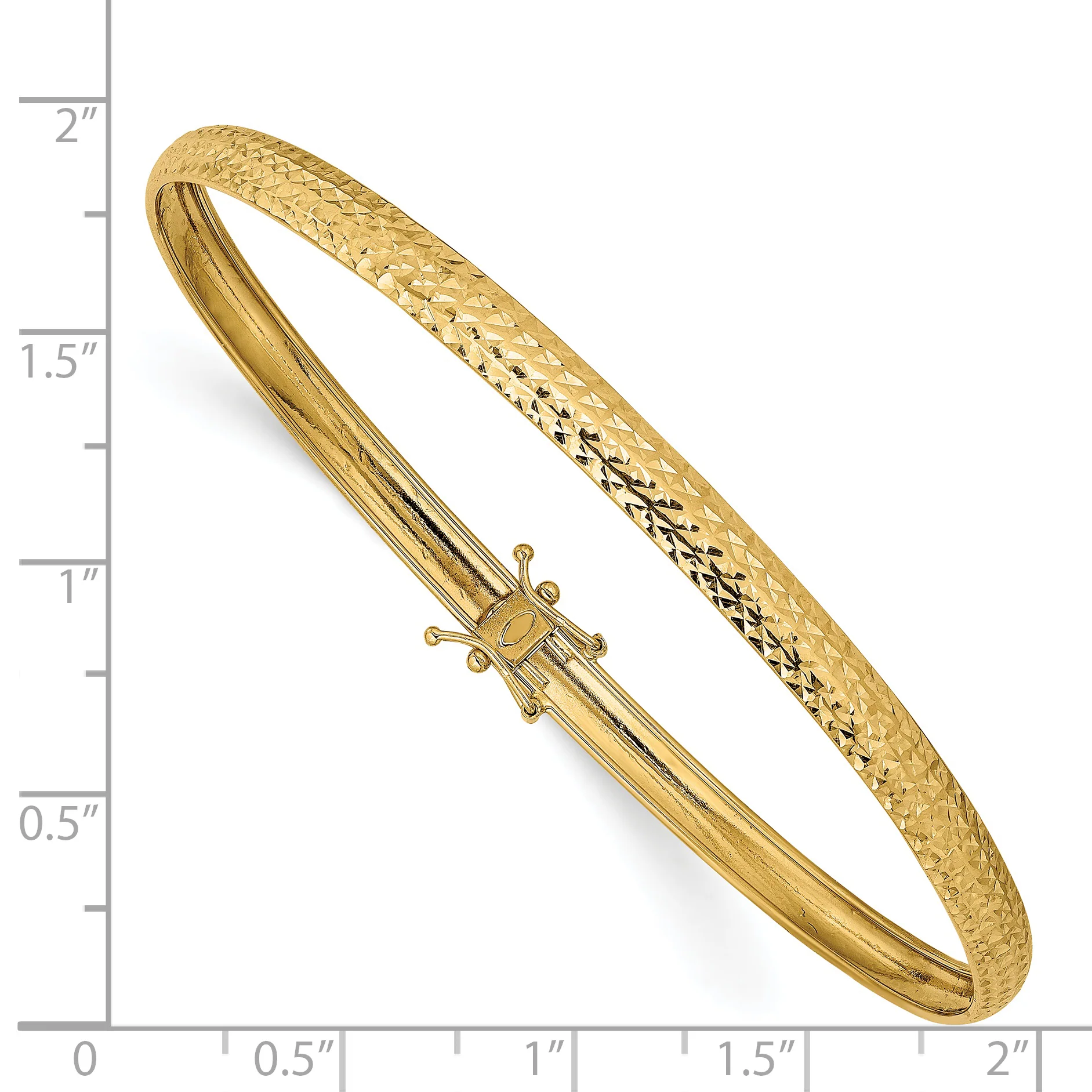 Brazalete Flexible en Oro Amarillo de 14K con Corte de Diamante (4.25mm) - Image 3