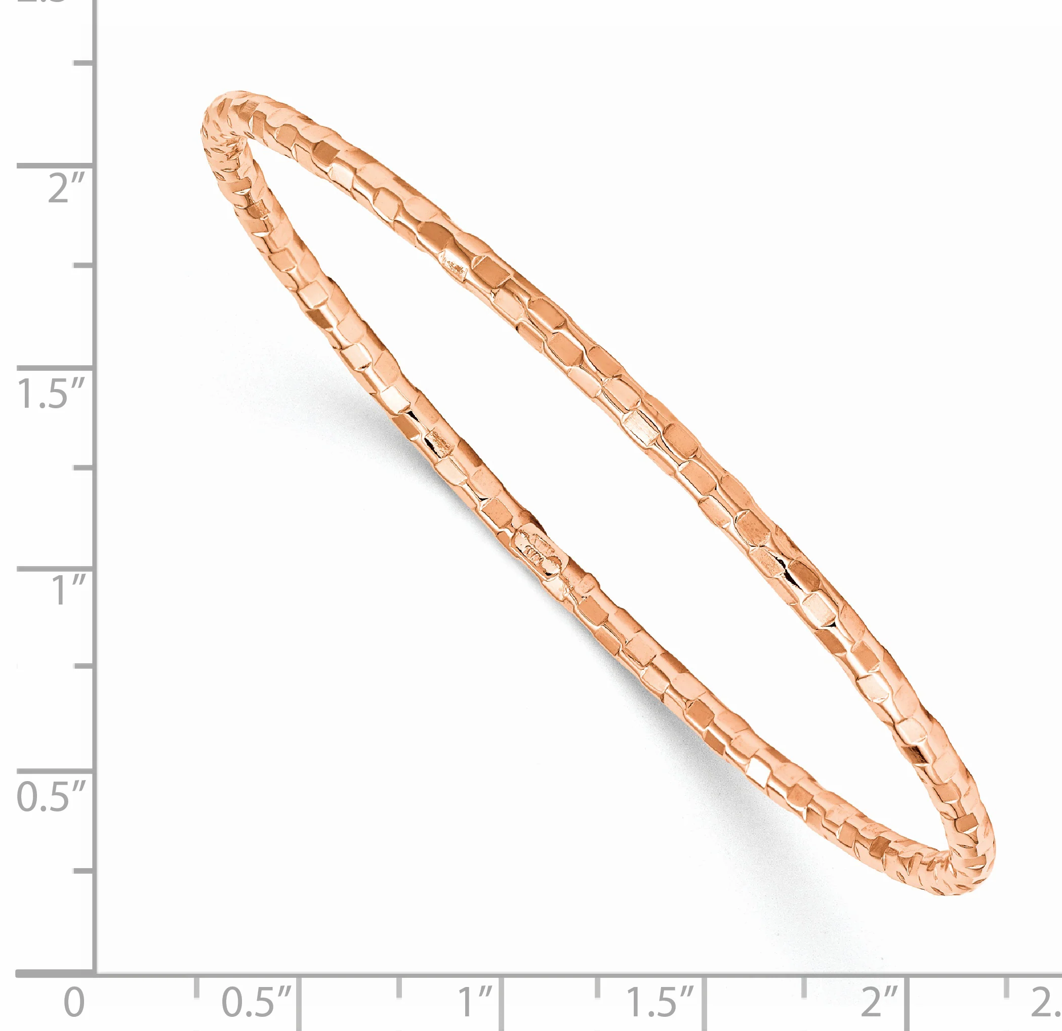 Pulsera Bangle Deslizable Texturizada Pulida en Oro Rosa de 14k - Image 2